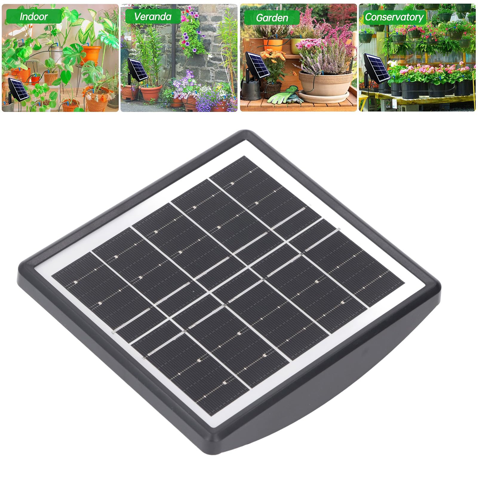 Kit de riego por goteo automático solar, de riego solar con 12 modos de sincronización, batería de 2000 mAh, soporta 10 macetas, IP67 para plantas de interior y exterior,