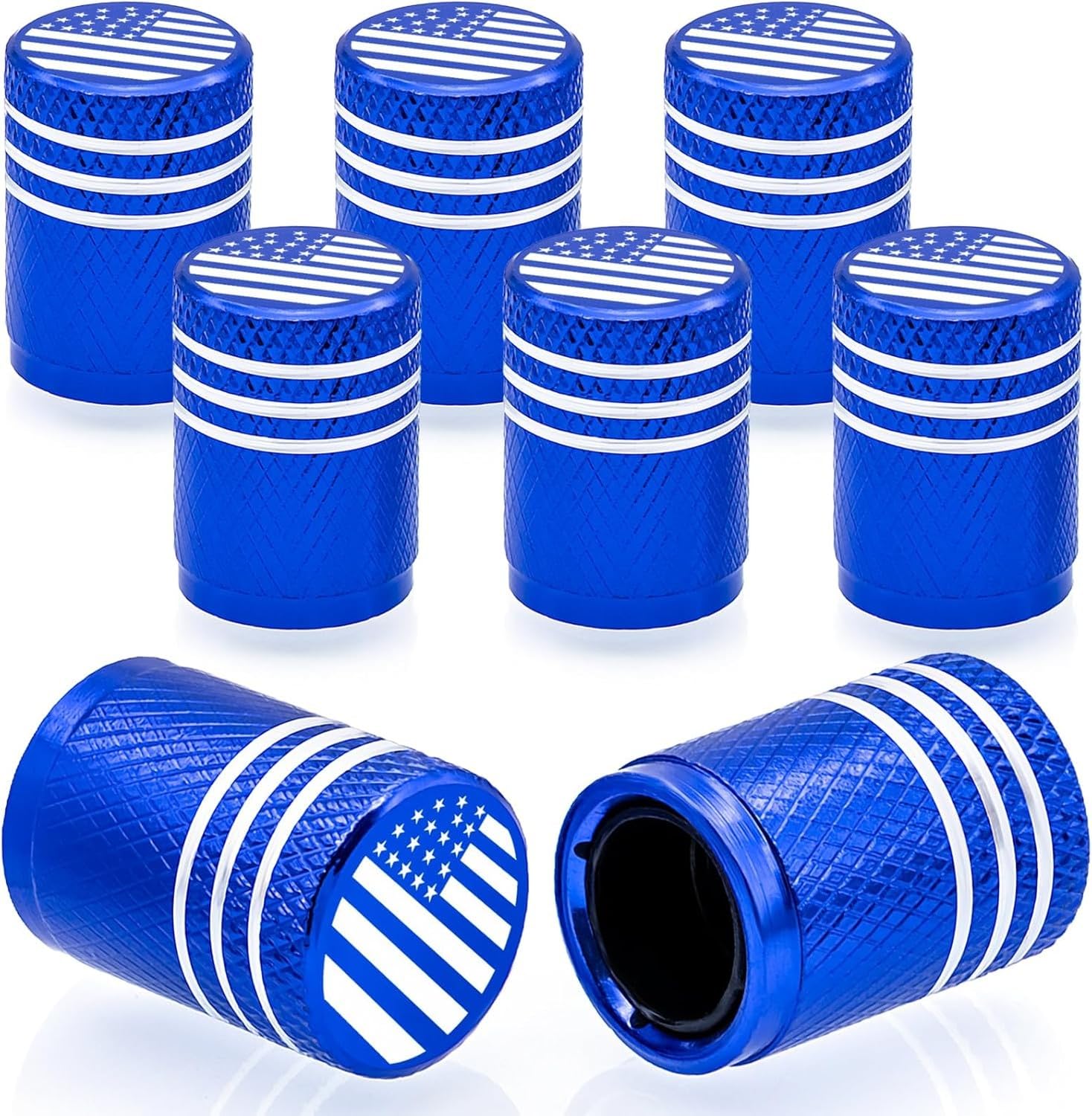 XIUNYIE Dice Shape Tire Valve Stem Caps, 4pcs Universal Copper Core Dustproof Covers for SUV, Car, Truck, Bike Motorcycle Bicycle, Blue, 8 PCS