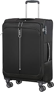 Popsoda Spinner M, Valigia espandibile, 66 cm, 68/73.5 L, Nero (Black)