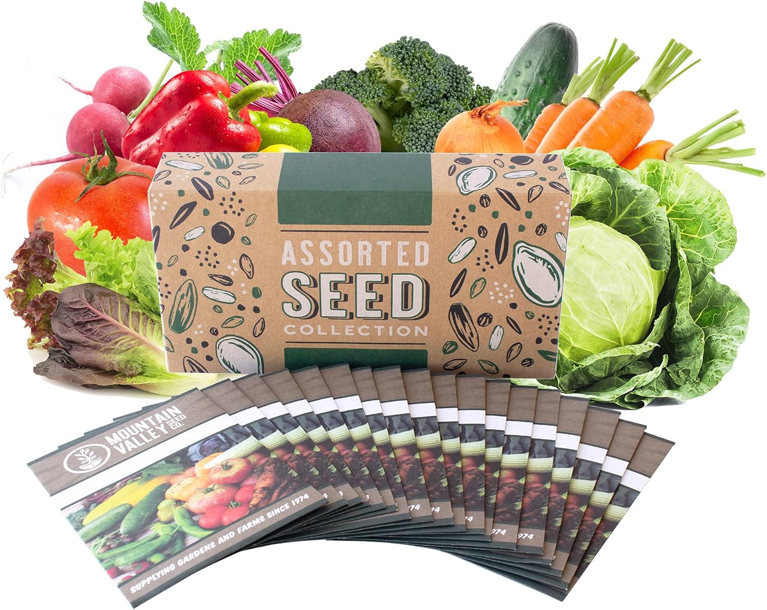 Salad Garden Seed Collection | Premium Assortment | 18 Non-GMO Vegetable Gardening Seed Packets: Swiss Chard, Pea, Spinach, Tomato, Pepper, Chives, Lettuce, & More