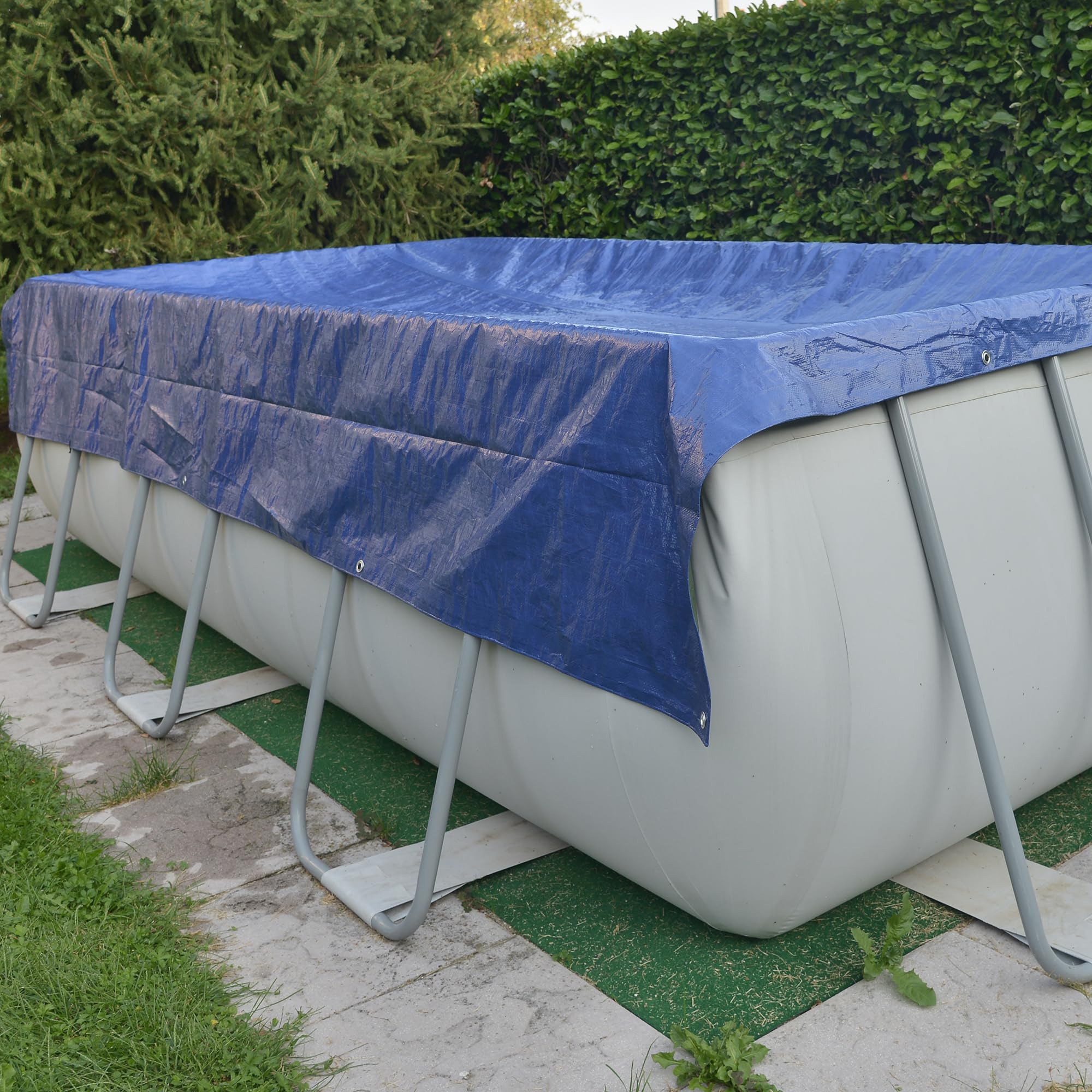 TENAX COVER ALL 3,00x5 m Telo Occhiellato Verde-Blu 90 g/m², Telo Copritutto per Legna, Mobili da Giardino, Auto, Piscine, Barche, Campeggio, Telone Protettivo Impermeabile Antistrappo con Occhielli