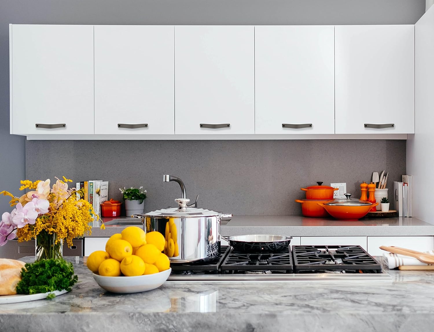 Brute Strength - Leather Drawer Pulls - Gray - 4 pcs - 6-1/2 x 1 ’’ - Leather Handle - Leather Dresser Pulls - Cabinet knobs Dresser knobs - Dresser Handles