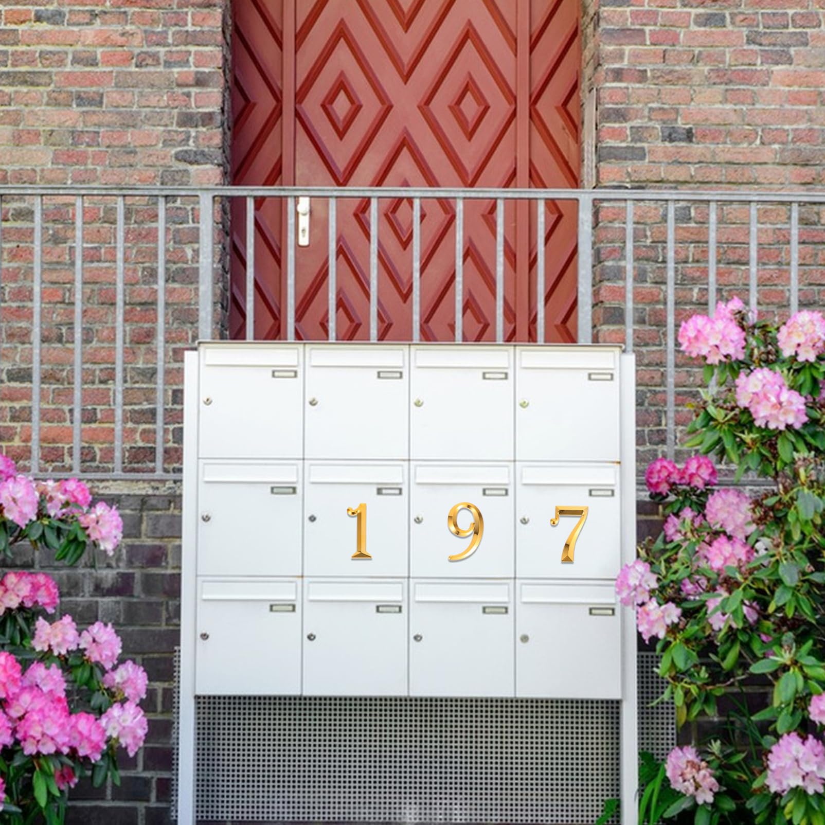 Operitacx Numeri Adesivi per Porta in Abs Oro 10 Pezzi, Numeri Moderni per Decorazioni Facili Fai da Te, per Porta D'ingresso e Appartamento