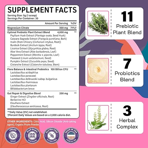 Miniatura 2 de Limpieza suave de colon, desintoxicante de limpieza intestinal para mujeres y hombres, para digestión, flora intestinal y intestinal*, regularidad,