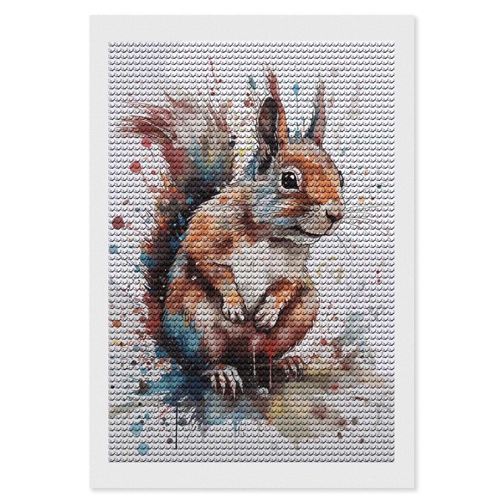 Junmoney Squirrel Watercolor Art Diamond Painting Kit 8"x12", Festive Craft Gift, Bedroom Decor, Full Kit Included, Creative Gift Idea
