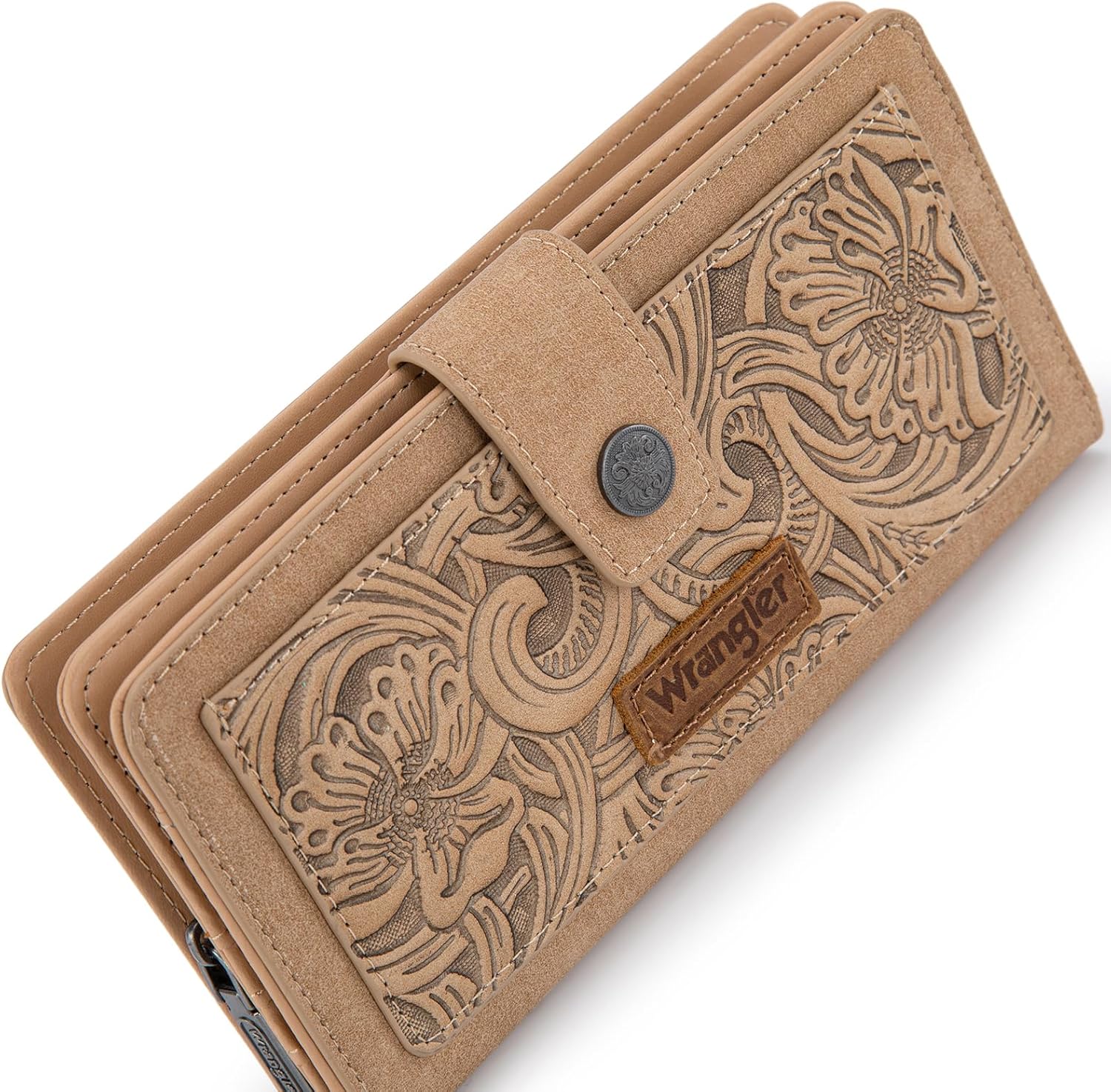 Montana West X Wrangler RFID Wallet, Card Cases & Money Organizers Women Tooling Flower Wallets Large Bifold Clutch Wallet Ladies Female Western Card Cash Zipper Wallets with ID Window - Image 5