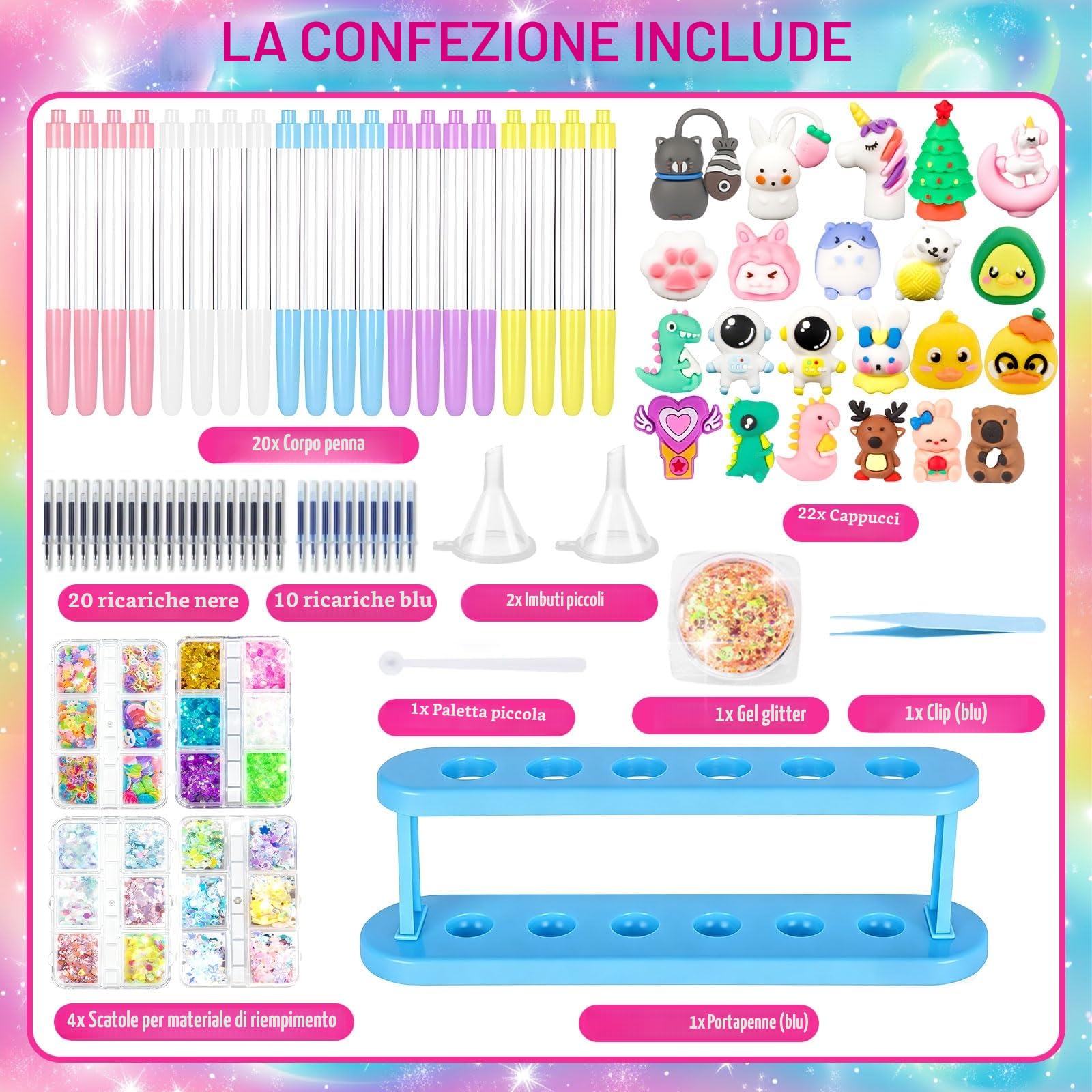 Laboratorio Delle Penne, Kit Creativo per Creare Penne con 82 Accessori, Lavoretti Creativi per Bambini, Set di Penne Creare Fai da te, Idee Regalo per Ragazzi e Ragazze 5-12 Anni