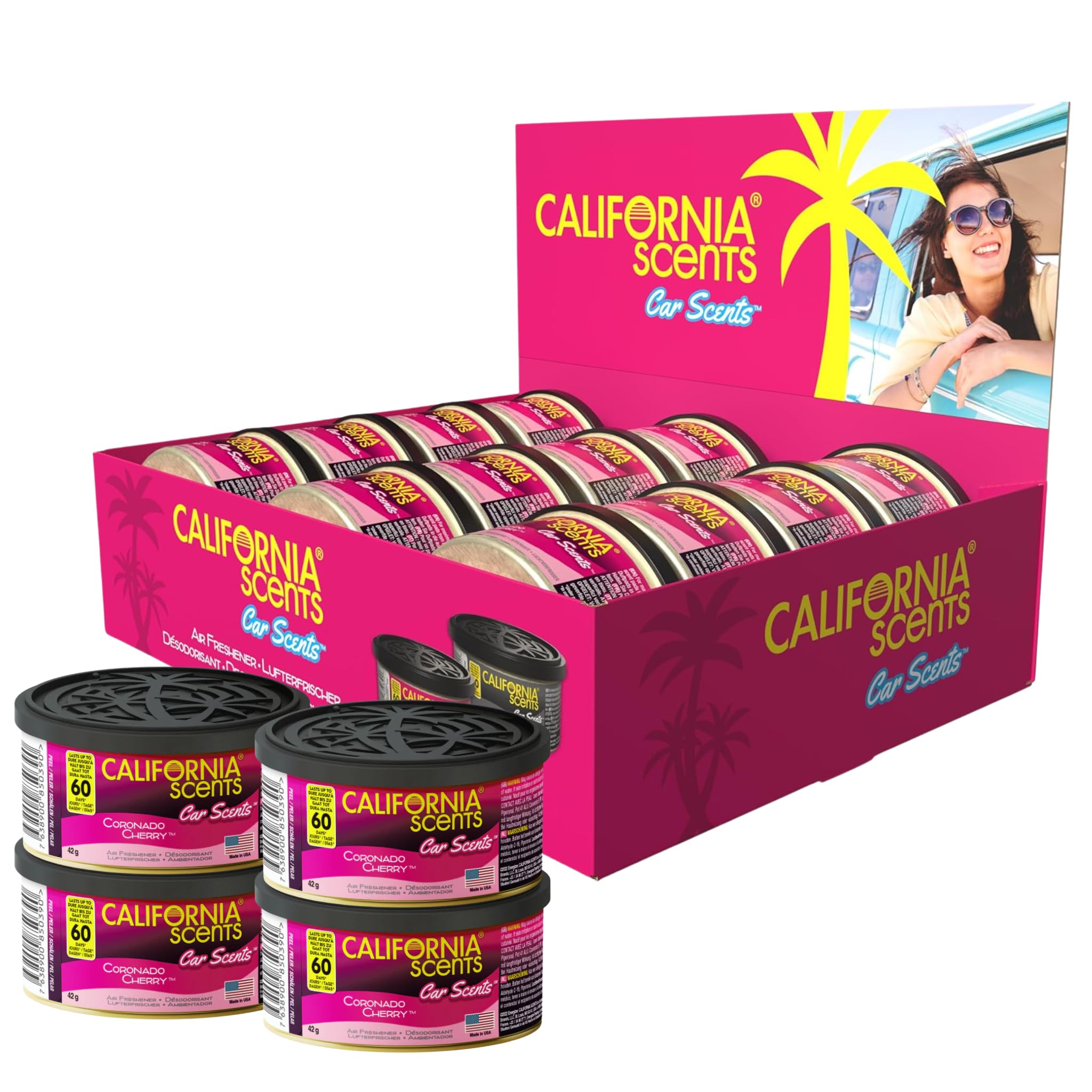 DÉSODORISANT POUR VOITURE CS SCENTS CORONADO CHERRY, ['noir', 'rose'], 3.5 g (Lot de 12)