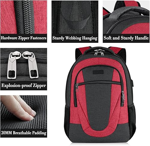 Miniatura 3 de Mochila de viaje para laptop para mujeres y hombres, mochila escolar para adolescentes con puerto de carga USB, mochila universitaria impermeable