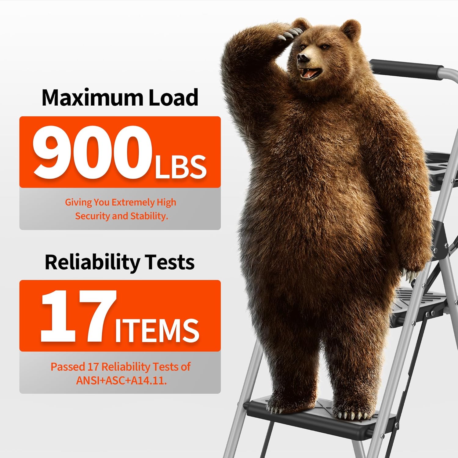 4 Step Ladder, Folding Step Stool with Anti-Slip Wide Pedal, Soft Handle,