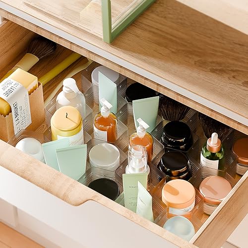 Miniatura 4 de Organizador para cajones con divisor en forma de panal de abejas, ajustable, para ropa interior, cinturones, bufandas, calcetines (gris (2 unidades))