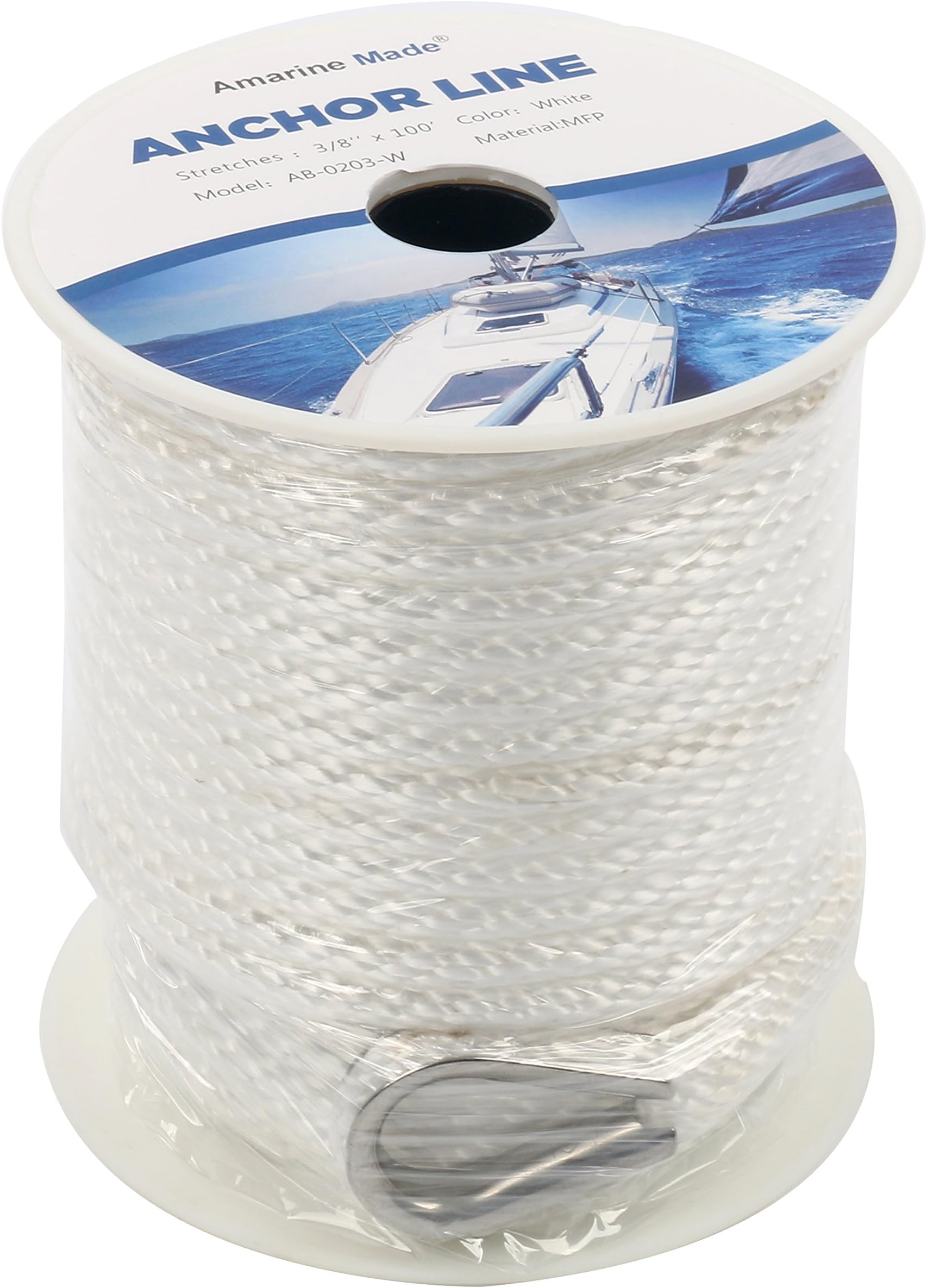 Neon Grüne Ankerleine – 3/8" X 150' Solid Braid MFP Mit Fingerhut