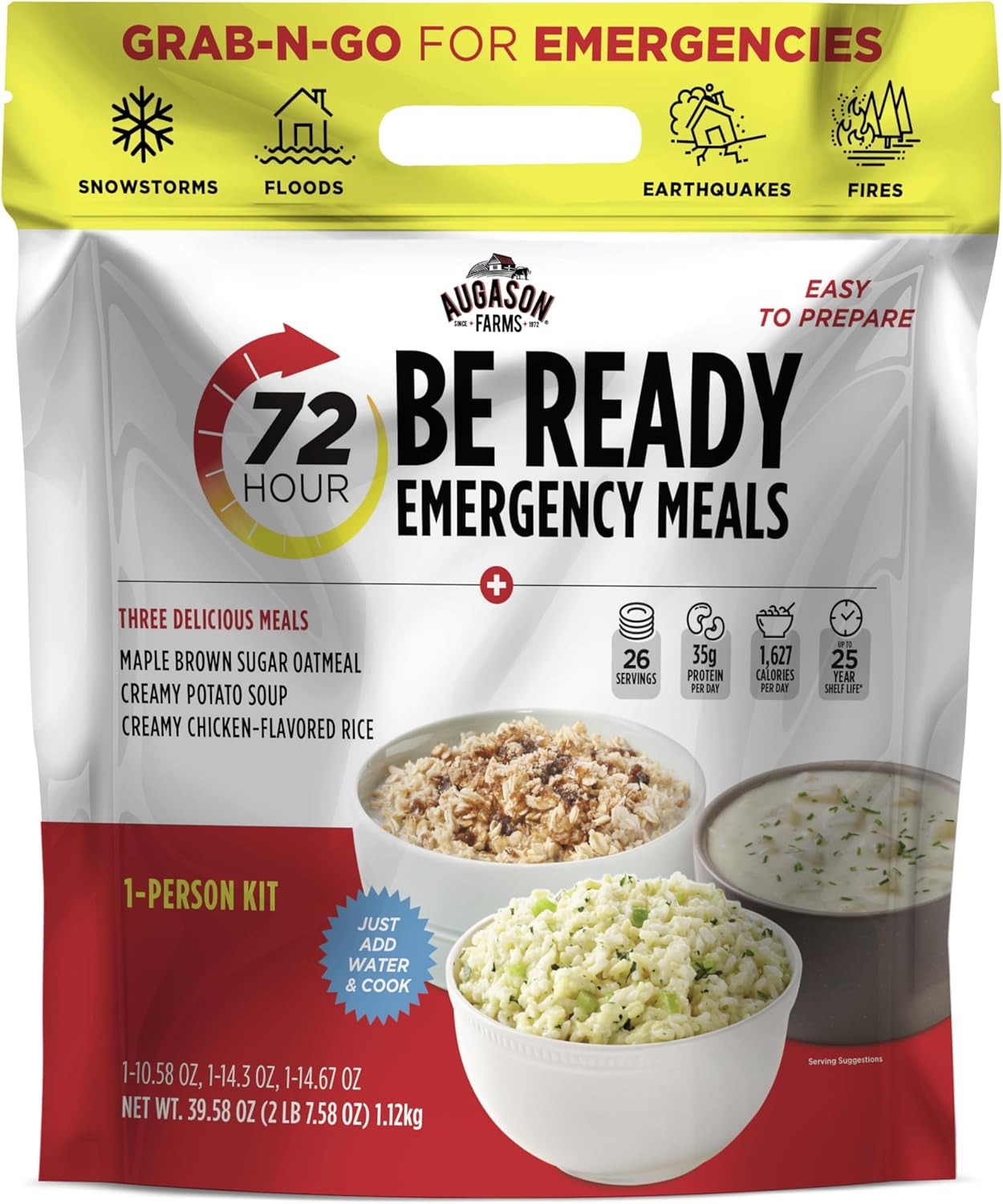 Augason Farms 72-Hour Be Ready Emergency Meal Kit, White, Small Augason Farms 72-Hour Be Ready Emergency Meal Kit, White, Small