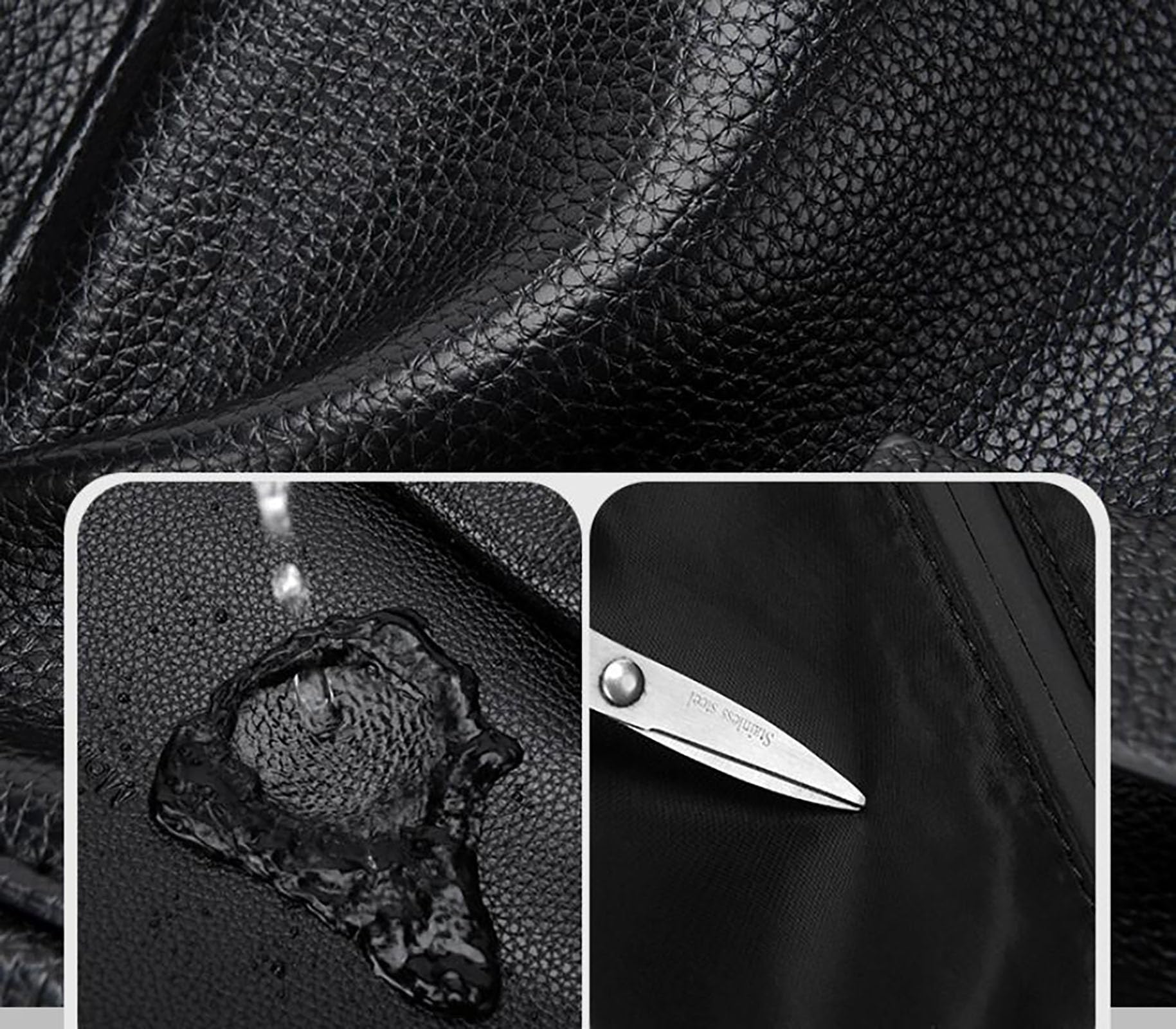 Mochila de cuero de la PU de los hombres, mochila casual de gran capacidad para computadora negra para viajes de ocio de oficina de la escuela de negocios
