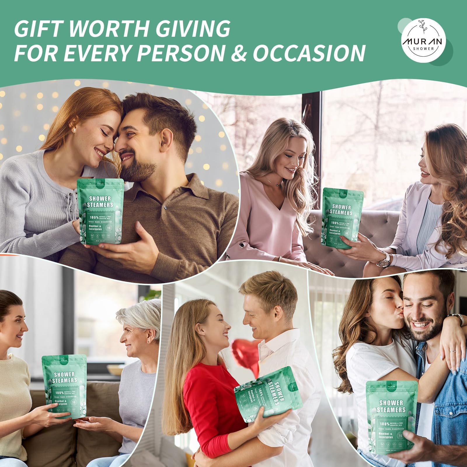 Shower Steamers Aromatherapy 15-Pack Shower Bombs Gifts for Wife, Organic Menthol & Eucalyptus for Shower Natural Essential Oil, Birthday Father Day Gifts for Her Him Women Men Daughter Stress Relief