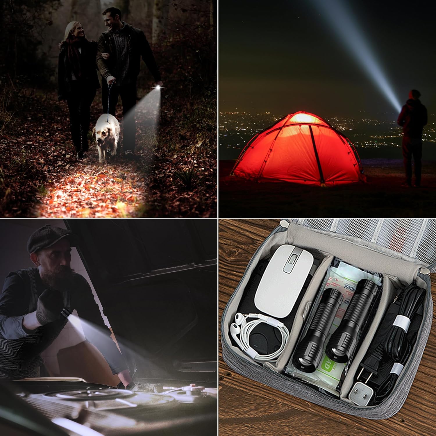 LED Flashlight Water Resistant Military Grade 2000 Lumens 3 Modes Zoom Function Ultra Bright Torch,2-Pack