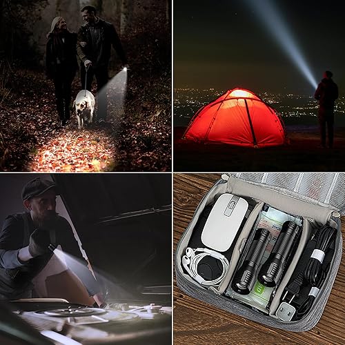 Miniatura 4 de Linterna LED resistente al agua, grado militar, 2000 lúmenes, 3 modos, función de zoom, linterna ultra brillante, paquete de 2