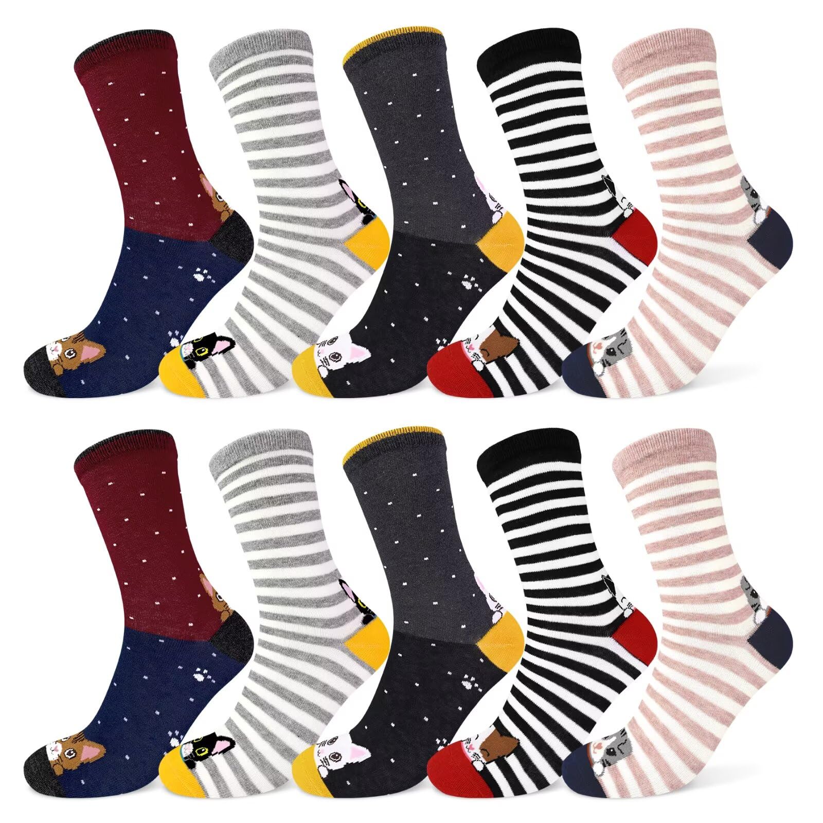 TUUHAW Socken Jungen Mädchen 10 Paar Kinder Socken Schulkind Baumwolle Kindersocken mit Karikatur Tier Muster Lustige Bunte Größe 23-38
