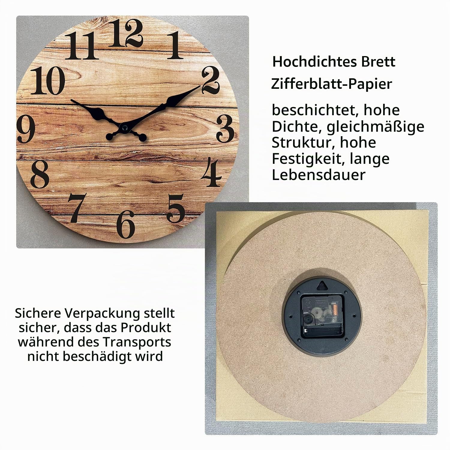 20 Inch Brown Wood Silent Wall Clock Battery Operated | Farmhouse Big Large Rustic Decorative Wall Clock for Living Room Bedroom Office Bathroom Kitchen Silent Non-Ticking