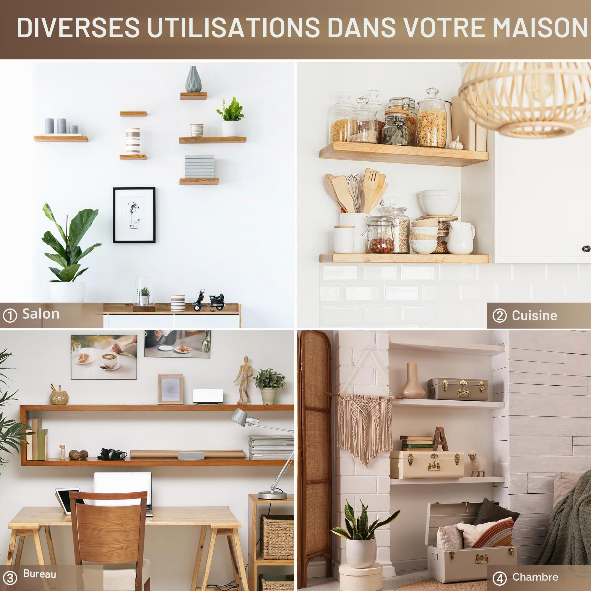 SAYAYO Equerre Etagere Murale Fixation Flottante Invisible, Support Etagere Murale en Métal, Tablette Flottante Support Charge Lourde, Longueur 200MM, Noir 8 Pcs, EJY8008B-8P