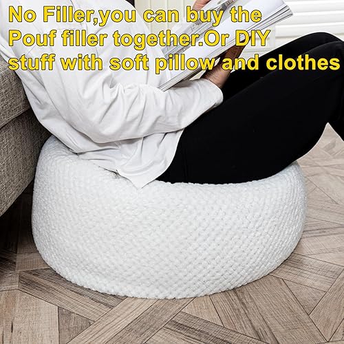 Miniatura 3 de Asuprui Puf Otomano Sin Relleno, Reposapiés Otomano, Puf de Piso, Taburete Suave, 20x20x12 Pulgadas, Silla Peluda de Piso con Almacenamiento para