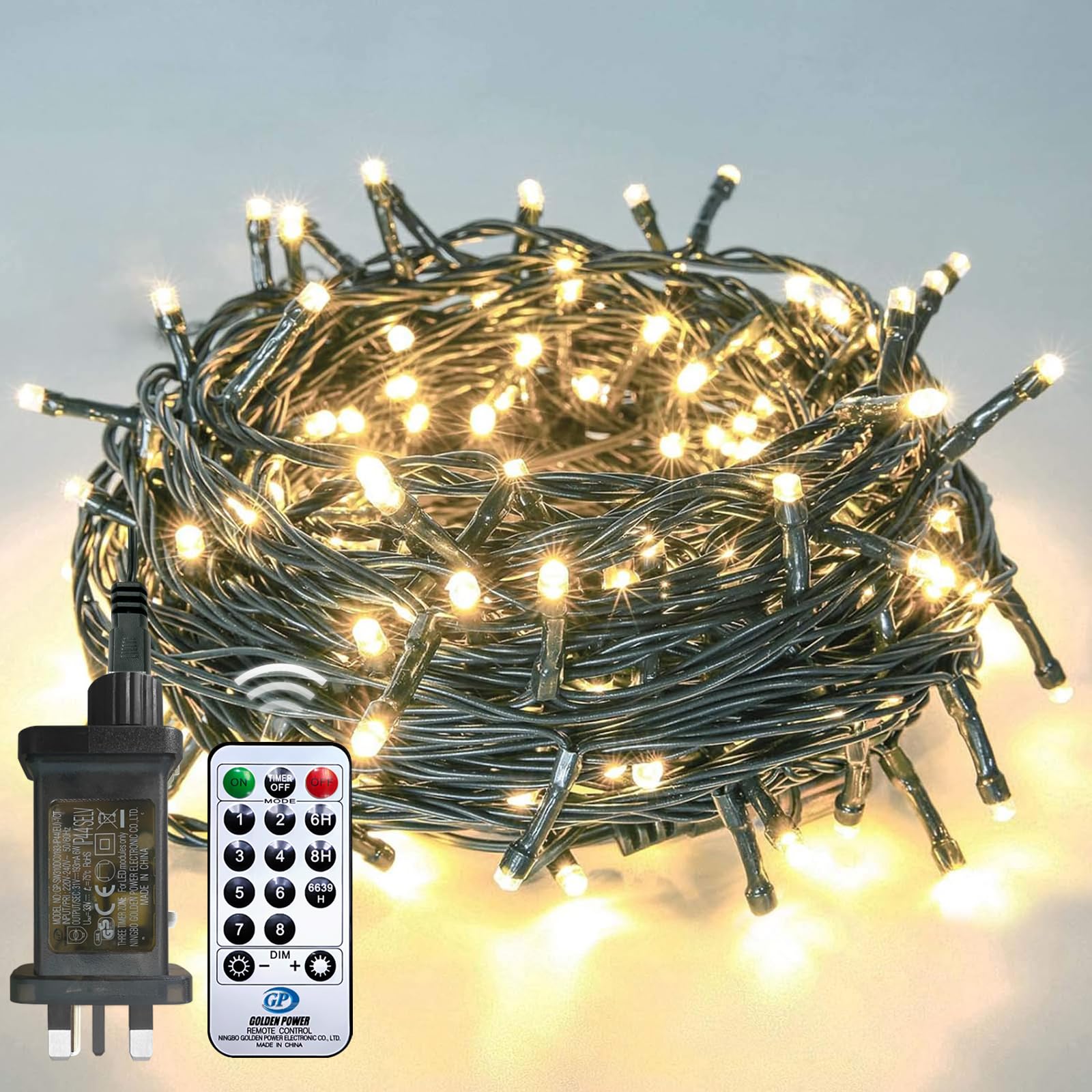 Afaiup 82ft 200 LED Christmas Lights Outdoor, Warm White Fairy Lights Indoor Plug in, 8 Modes Twinkle String Light for Outside Tree Bedroom Wedding Party Classroom Dorm Ceiling Home Decorations