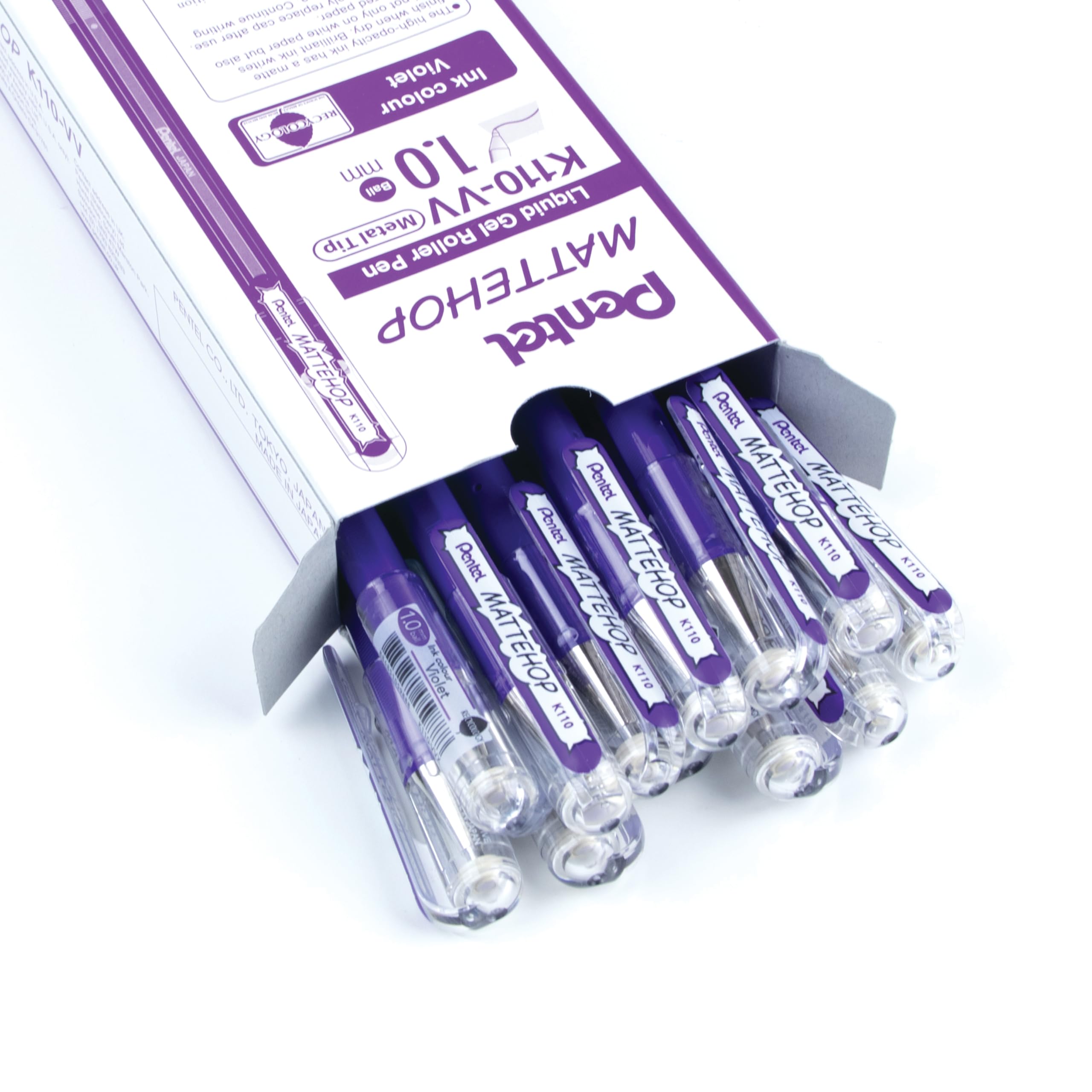 Pentel Mattehop 1.0mm Gel Roller Violet - Pack of 12, 1 count (Pack of 12) - Image 2