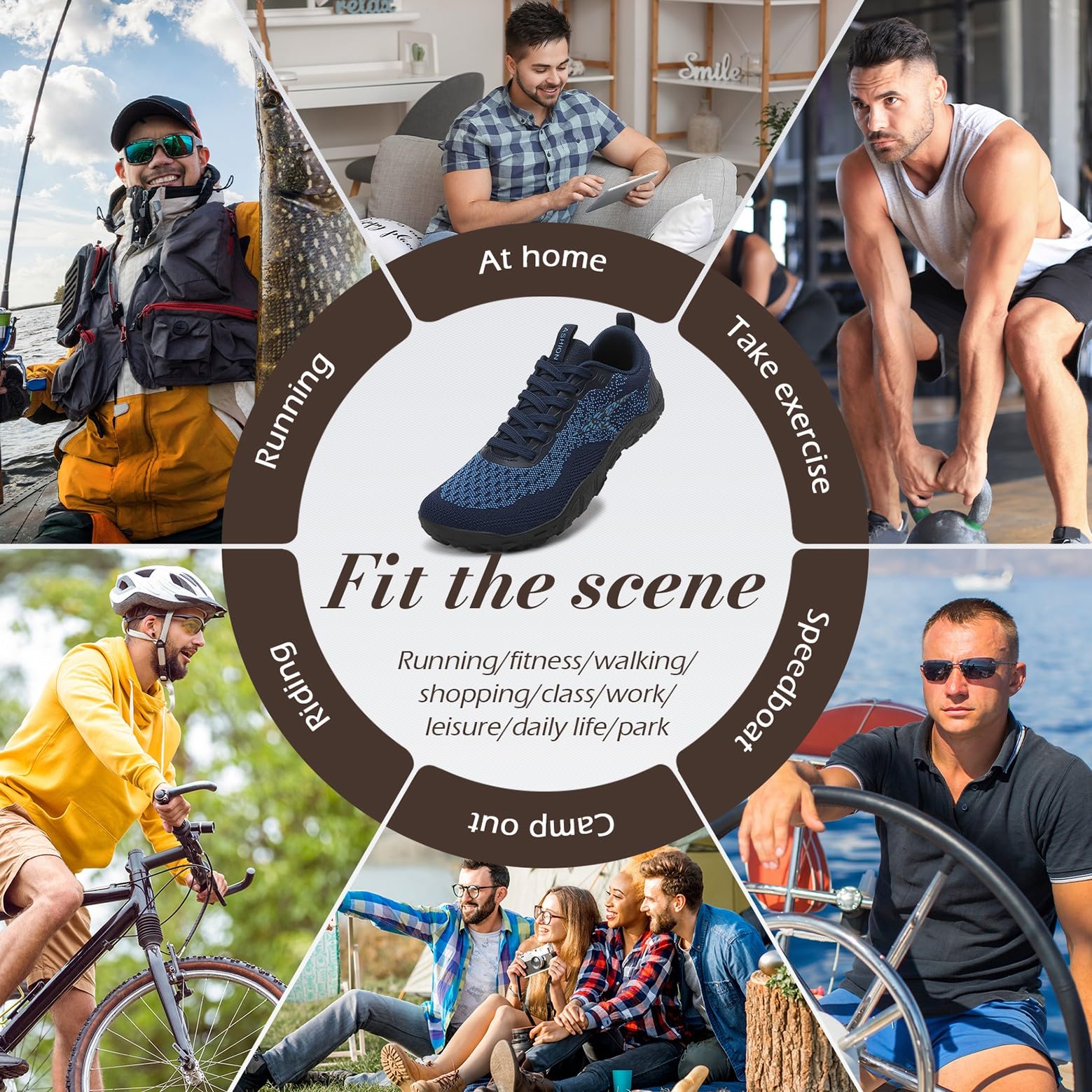 ASHION Barfußschuhe mit Breite Zehenbox Herren Minimalistische Outdoor Traillaufschuhe Herren Fitnessschuhe Sneaker