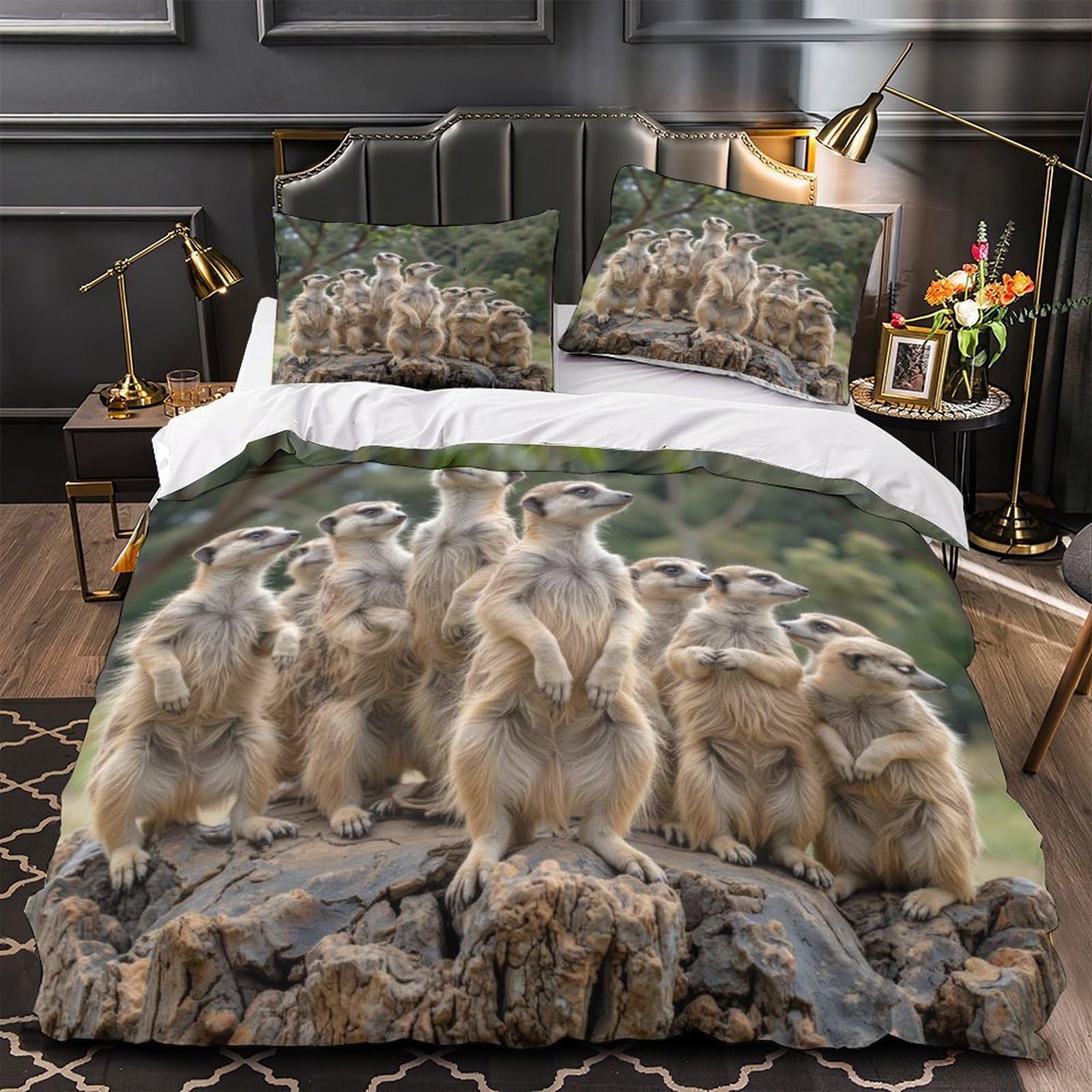 Parure de lit suricates en microfibre douce housse de couette single 135x200cm pour ado