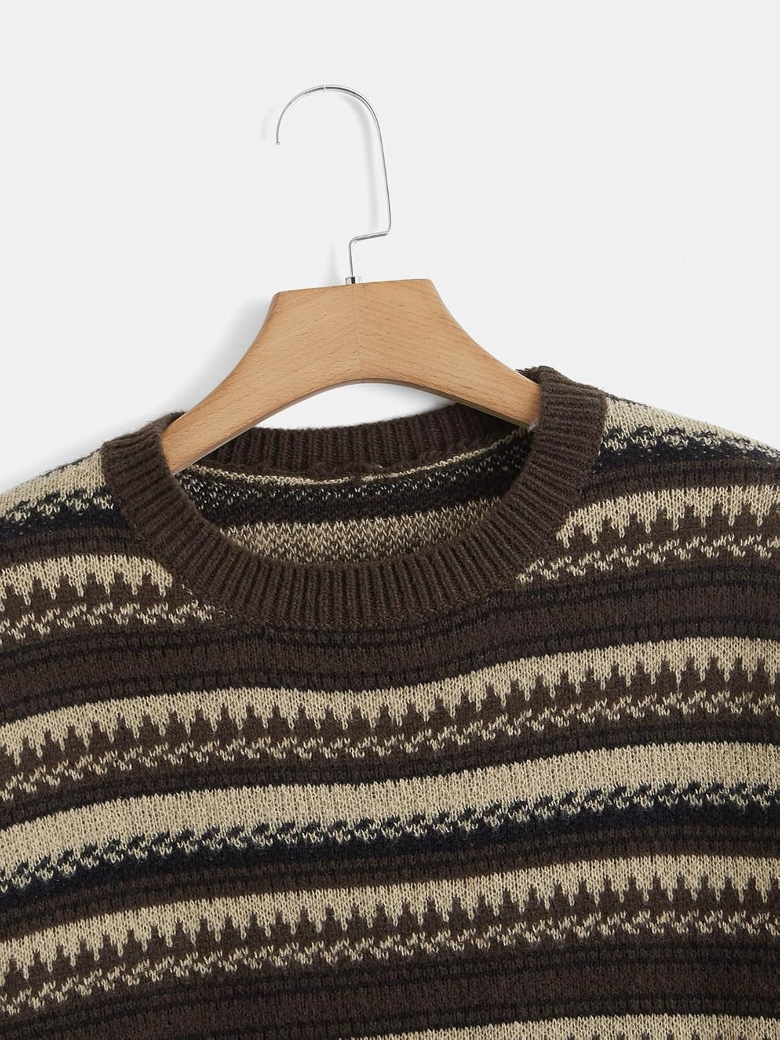 ESENTL Women's Sweater Geo Pattern Drop Shoulder Sweater Sweater for Women (Color : Multicolor, Size : Medium)