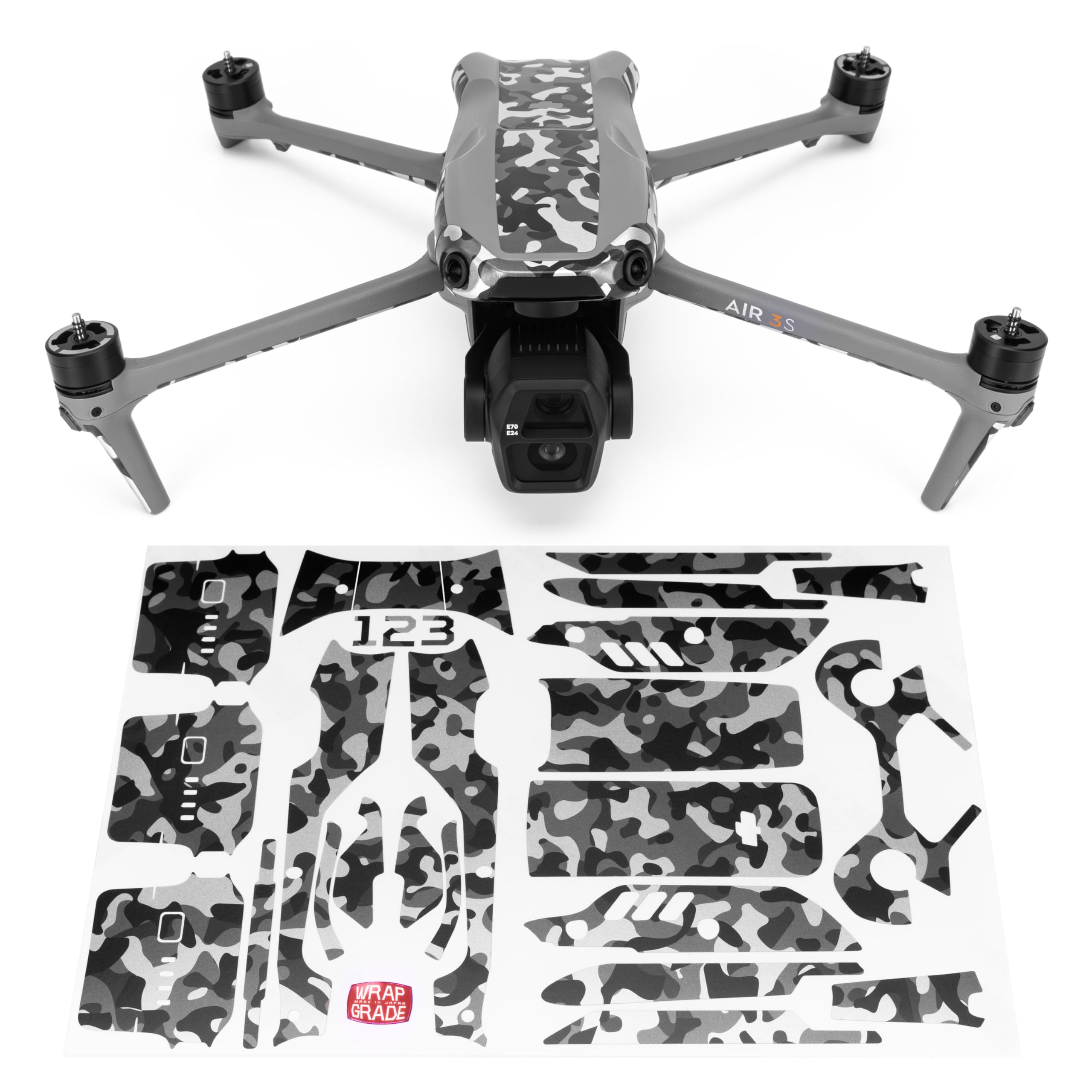 WRAPGRADE Skin Decal Sticker Accent Color Compatible with DJI Air 3S (Grayish Camo)