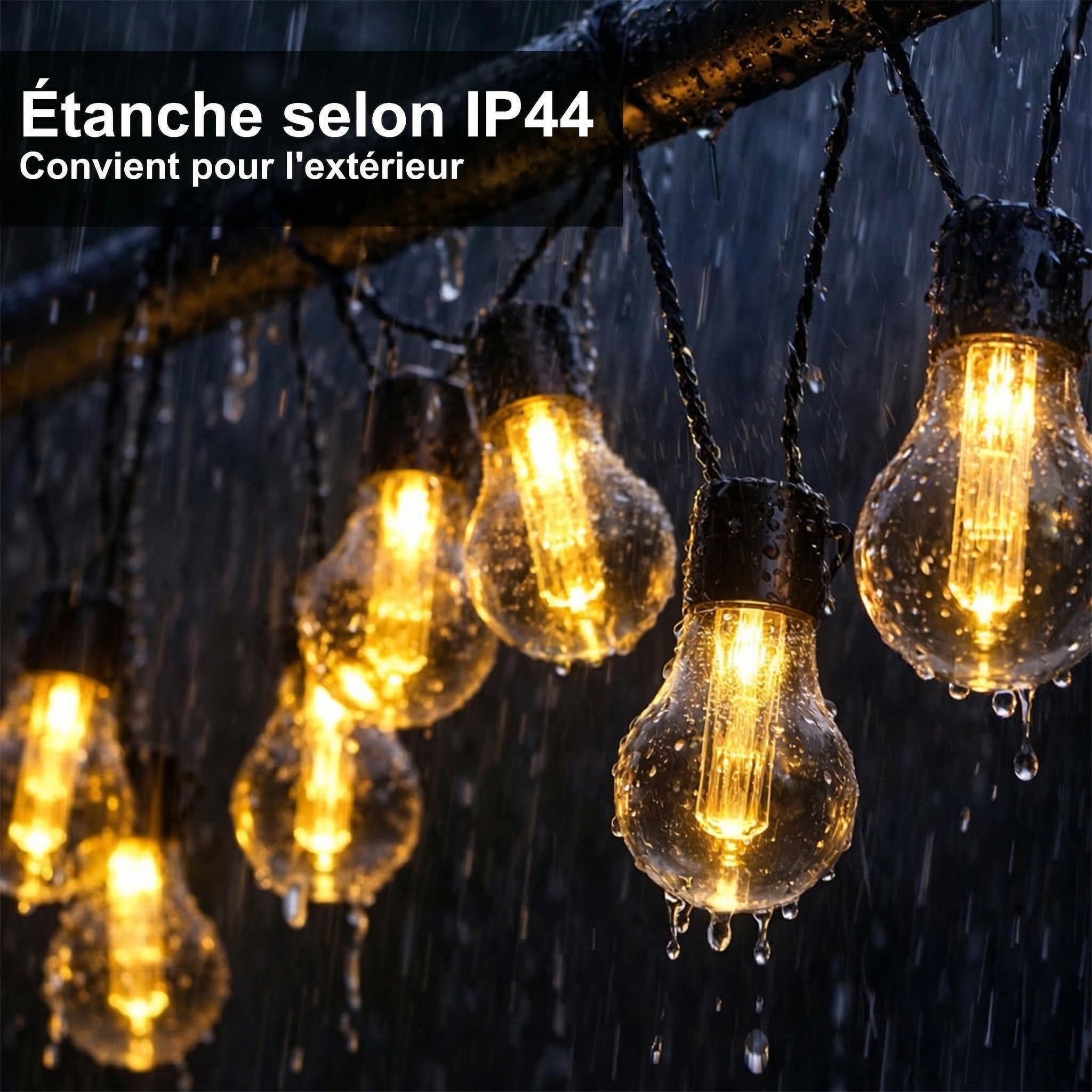 Guirlande Lumineuse Extérieure Solaire, 9M 20 LED Guirlande Guinguette Solaire et Rechargeable USB, 8 Modes Étanche Éclairage d'Ambiance pour Jardin, Balcon, Terrasse, Fête (Blanc Chaud)