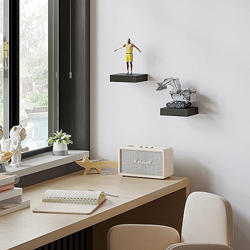 Miniatura 2 de Estantes flotantes pequeños para pared, estante negro pequeño de 5.9 x 5.7 pulgadas para decoración pequeña, mini estante para pared, color negro