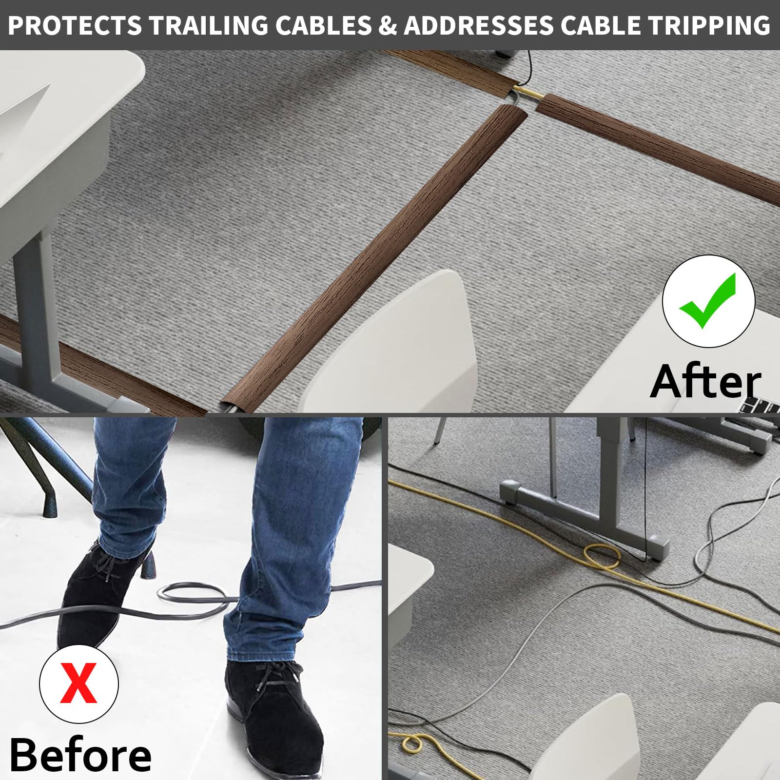 Piccolo canale flessibile per cavi, autoadesivo, 5 m x 2 cm, protezione flessibile per cavi, facile da tagliare, montaggio per tutti i cavi di alimentazione di casa, ufficio, magazzino (venature del