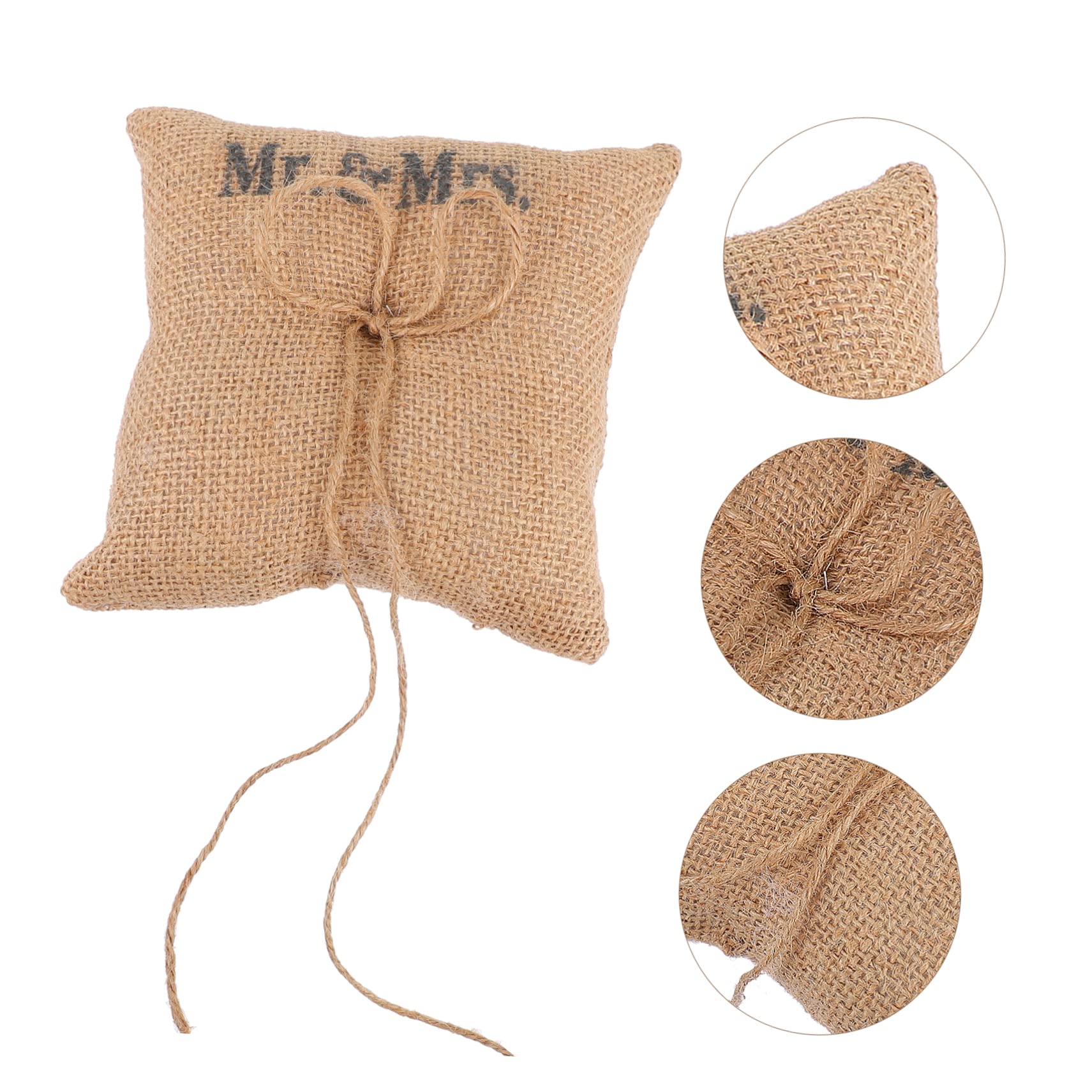 BRIGHTFUFU Bridal Ring Pillow Bows Wedding Ring Holder Mr Mrs Elegant Fashionable Pillow for Dec