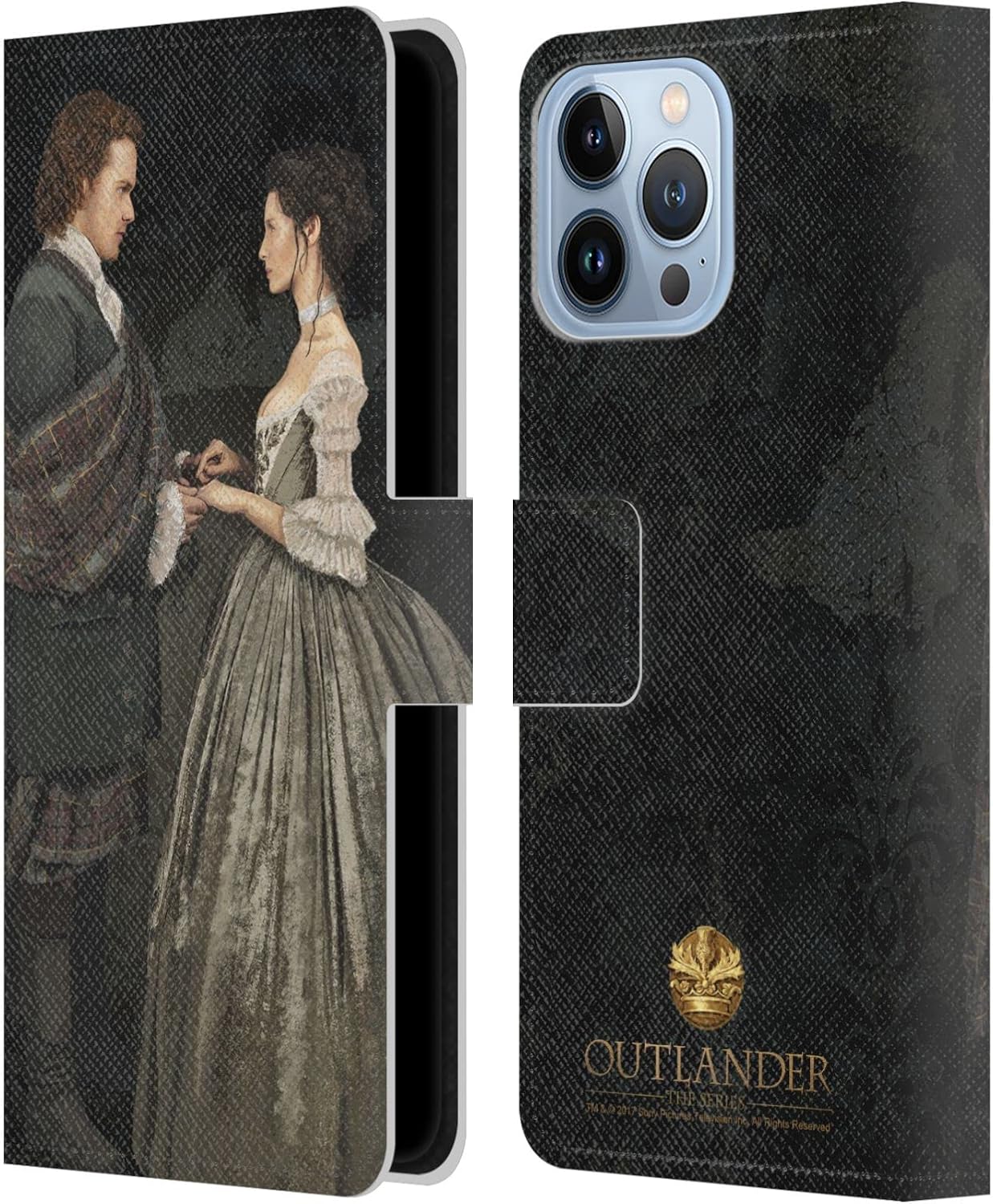 Head Case Designs Officially Licensed Outlander Claire & Jamie Painting Portraits Leather Wallet Case Compatible with Apple iPhone 13 Pro Max