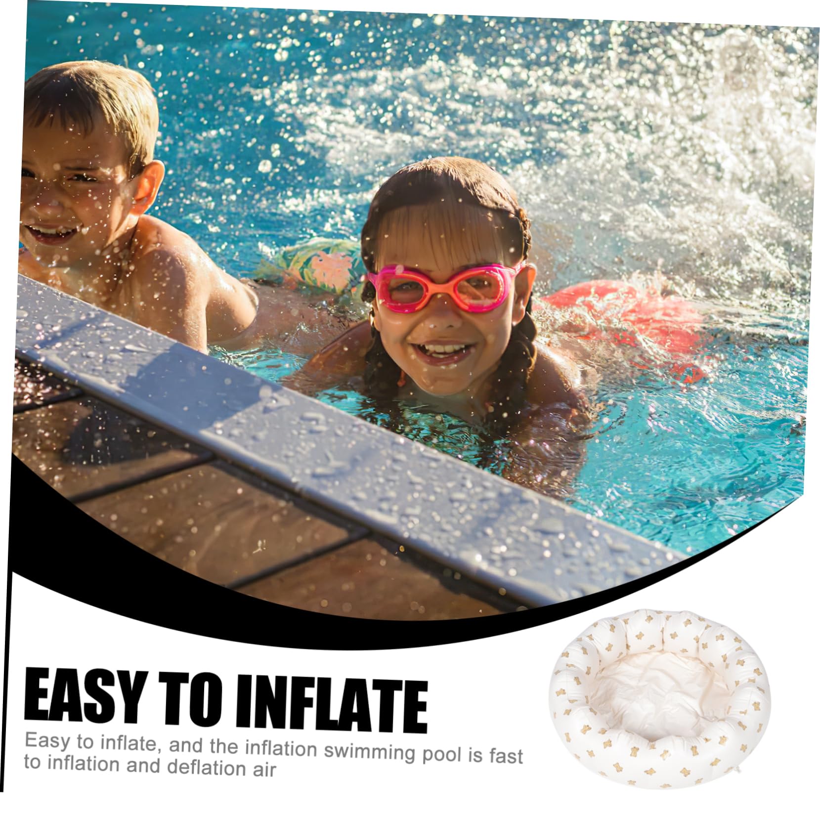 Piscina Inflable para Bebés y Bañera Redonda de PVC Plegable para Agua Verano y de Transportar