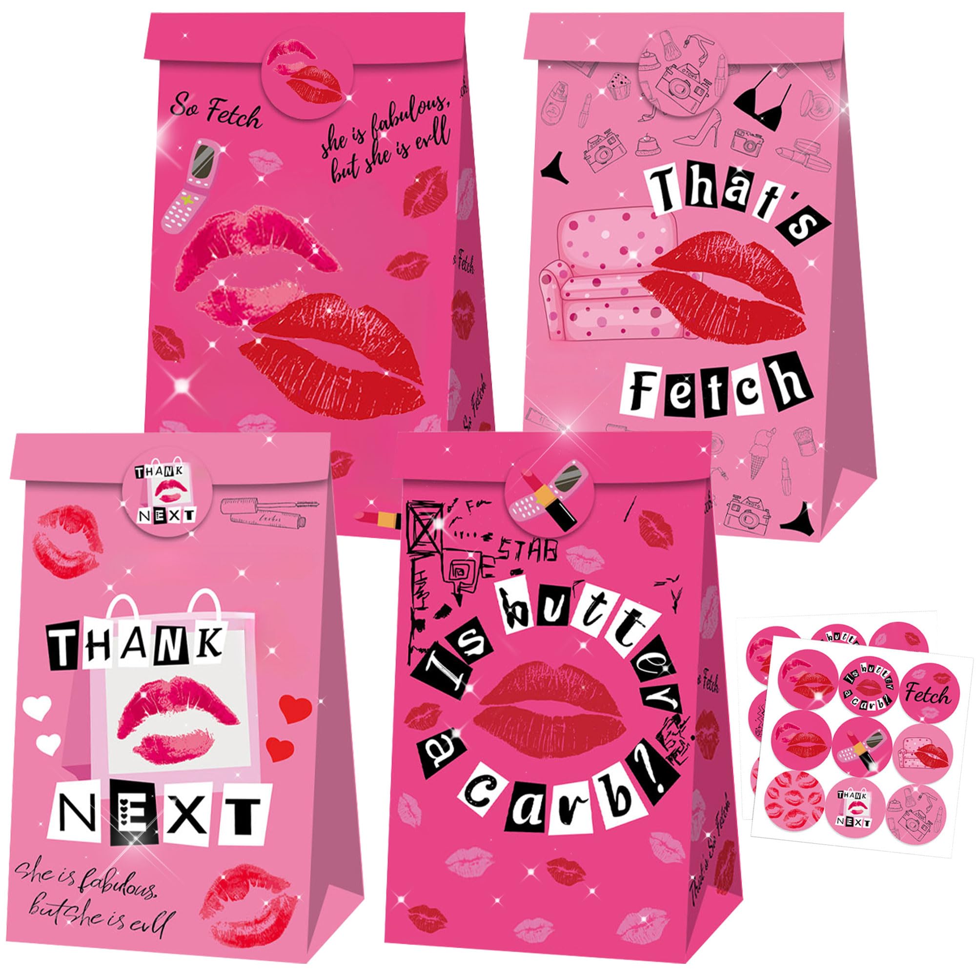 LaVenty Mean Girl Party Favor Bags Pink Goodies Candy Treats Cookie Bags