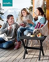 Vista 2 de SERWALL Portable Folding Adirondack Table, HDPE Material Outdoor End Table, No Assembly Required, Weather-Resistant, 110 lbs Capacity, Small Table