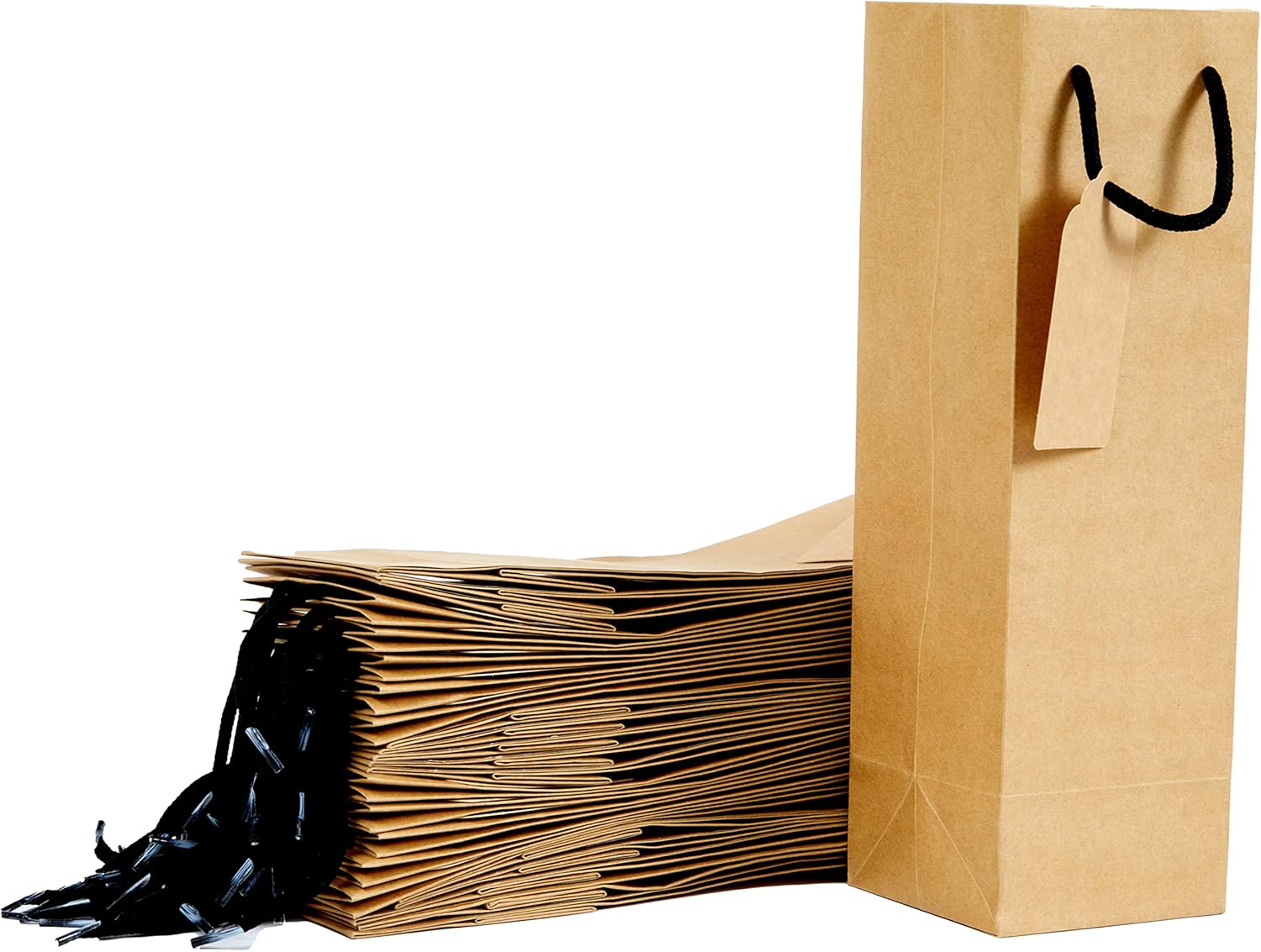 Thank You Gift Bags for Tumblers, 4x4x13 Inch, 60Pcs Wine Bag, Brown Kraft Paper Bags for Bottles Gifts