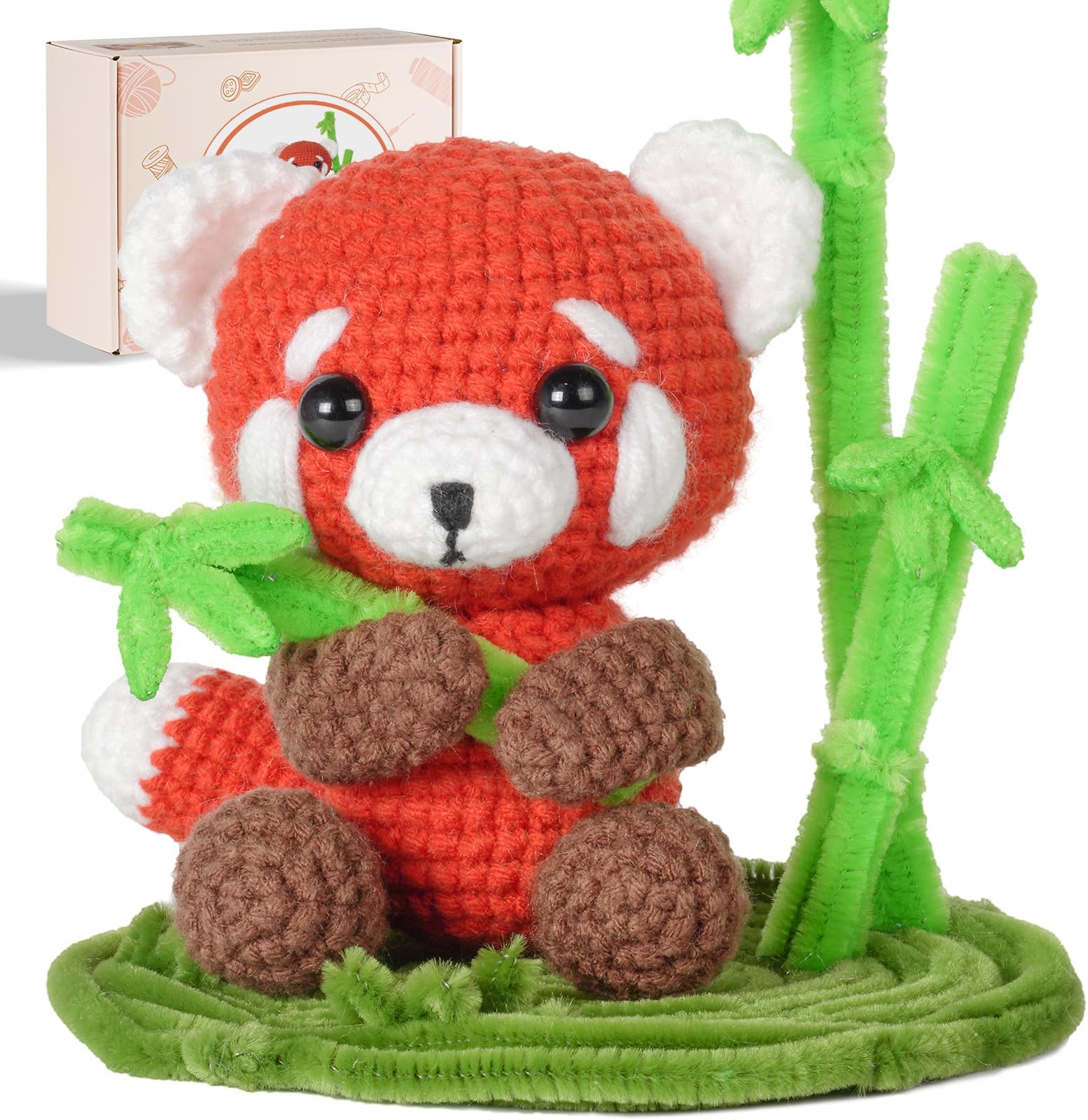 Gipony Crochet Kit for Beginners, Crochet Animal Kits, Crocheting Kit for Starters, Learn to Crochet with Step-by-Step Video Tutorials, Beginner Crochet Kit for Adults(Panda)