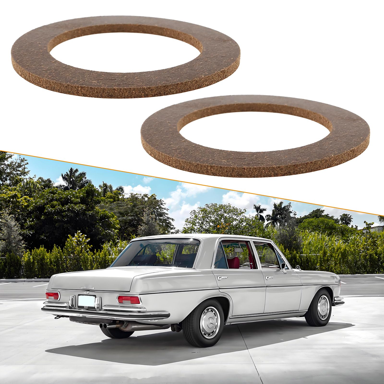 OTOTEC Uszczelka korka paliwa do samochodu, 59 x 40 x 2,5 mm, gumowa uszczelka korkowa, kompatybilna z Mercedes-Benz W107 W108 W109 W110
