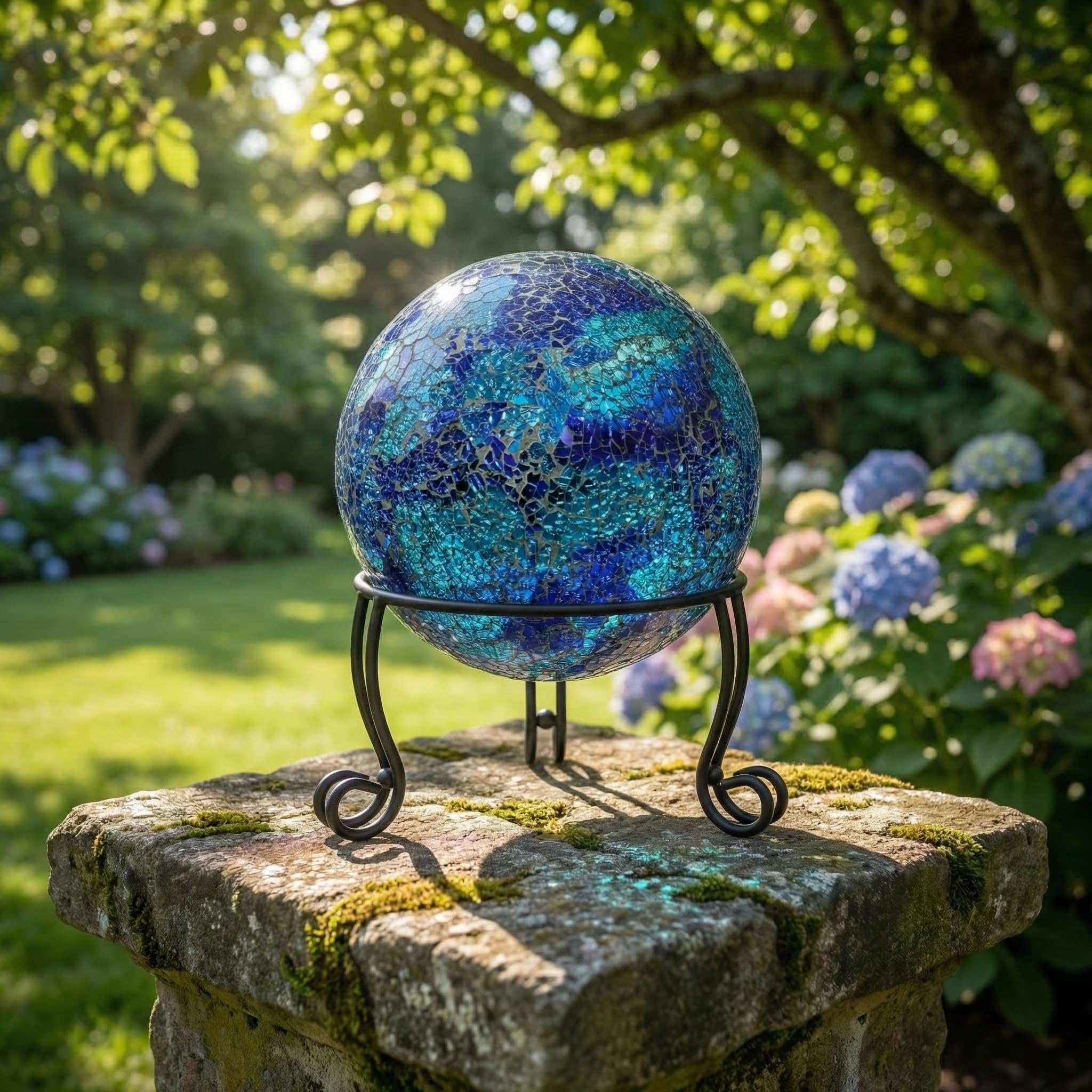 2 Stück Metallständer für 25,4 oder 30,5 cm große Gartenkugeln, Metallständer für Pflanzen- oder Blumentopfhalter, Vogeltränken-Schalenständer, 12,7 cm hoch, Schwarz