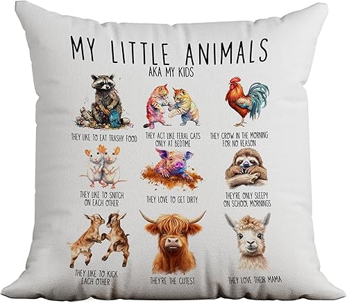 Fundas de almohada de animales de 18 x 18 pulgadas, almohadas de animales, almohadas divertidas para mamá, regalos para mamá, almohadas de mamá de