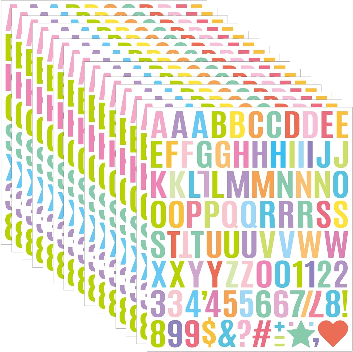 1470Pcs Letter Stickers Alphabet Stickers 15 Sheets Vinyl Small Mailbox Numbers 1 Inch Self Adhesive,Stick on Letters for Scrapbook Water Bottles Mailbox Cup Craft Sign Classroom Address Number Pastel