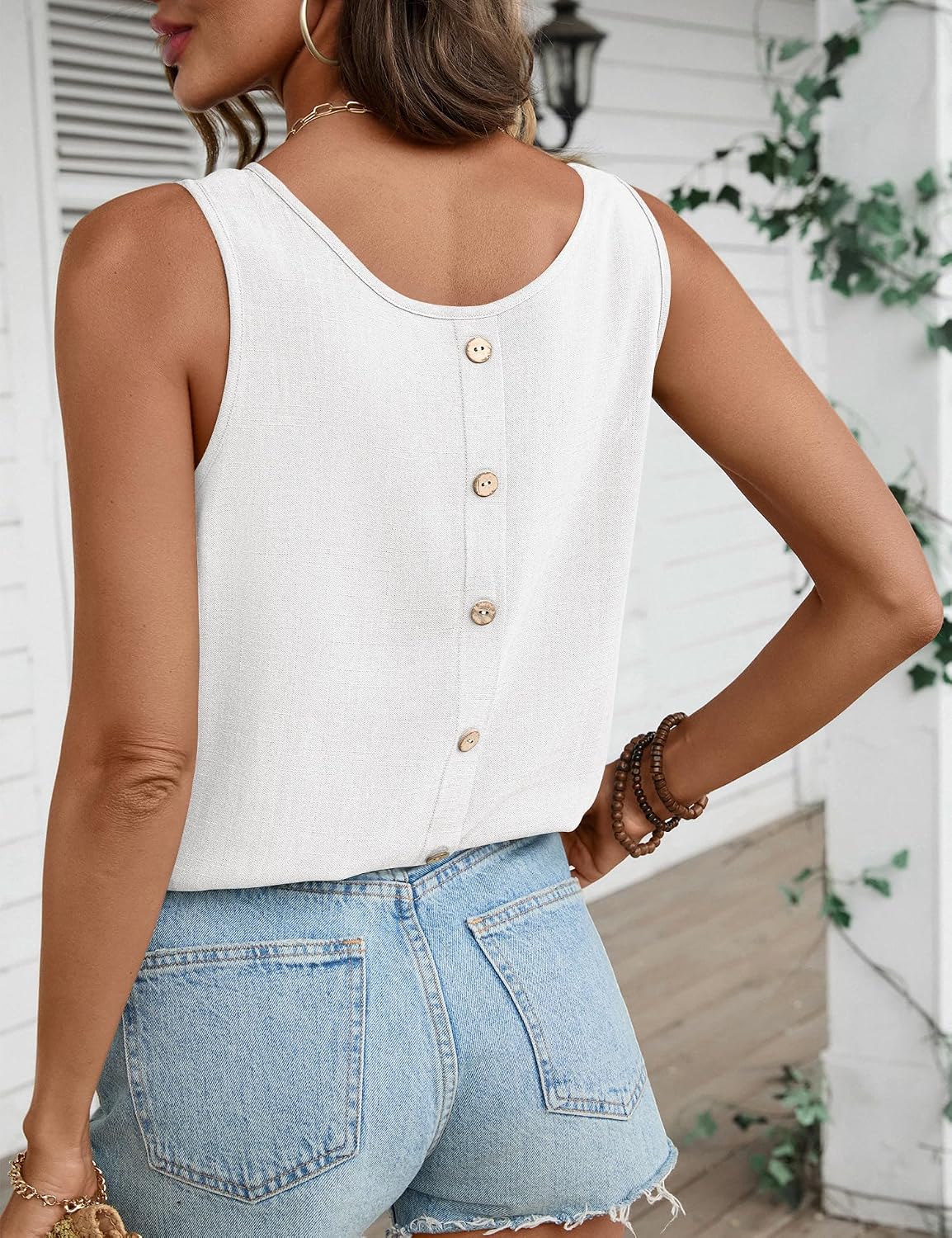 AKEWEI Cotton Linen Tank Tops for Women 2026 Spring Summer Sleeveless Crewneck Shirts Basic Blouses Casual Outfits (S-XXL)