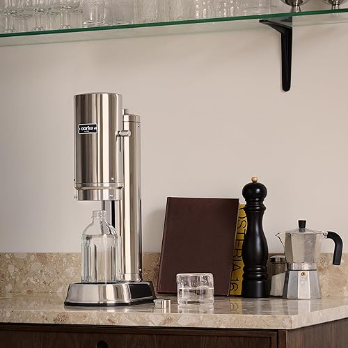 Miniatura 2 de Aarke Carbonator Pro, máquina de agua con gas y carbonatación, acero inoxidable con botella reutilizable de vidrio, volumen de 800 mL/27 fl oz