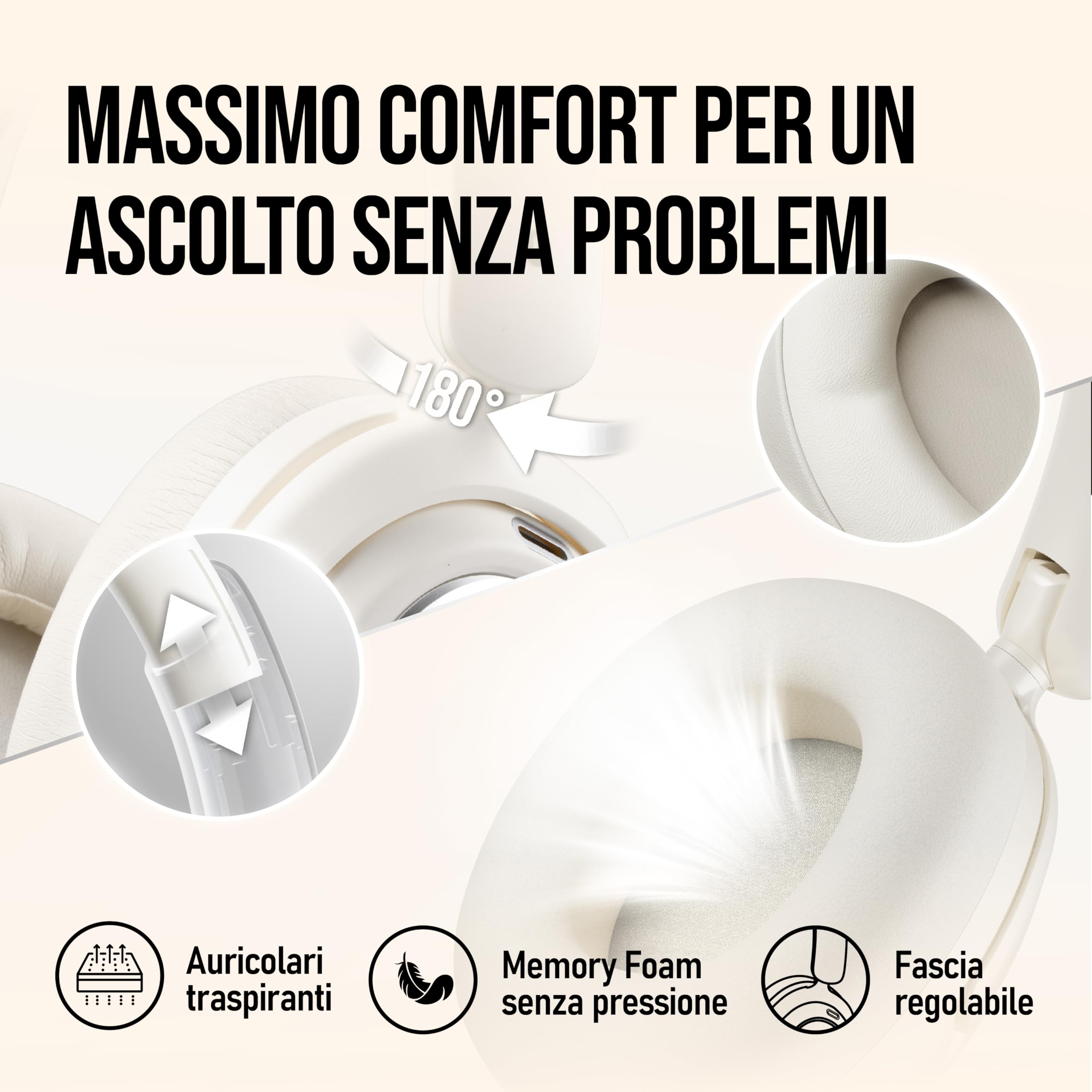 OXS Storm A2 Cuffie da Gioco Wireless, Cancellazione Attiva del Rumore, Bluetooth 5.4 & Bassa Latenza 2,4 GHz, Doppia Modalità EQ, 70 Ore di Batteria, per PC, PS4, PS5, Switch e Cellulare, Bianco