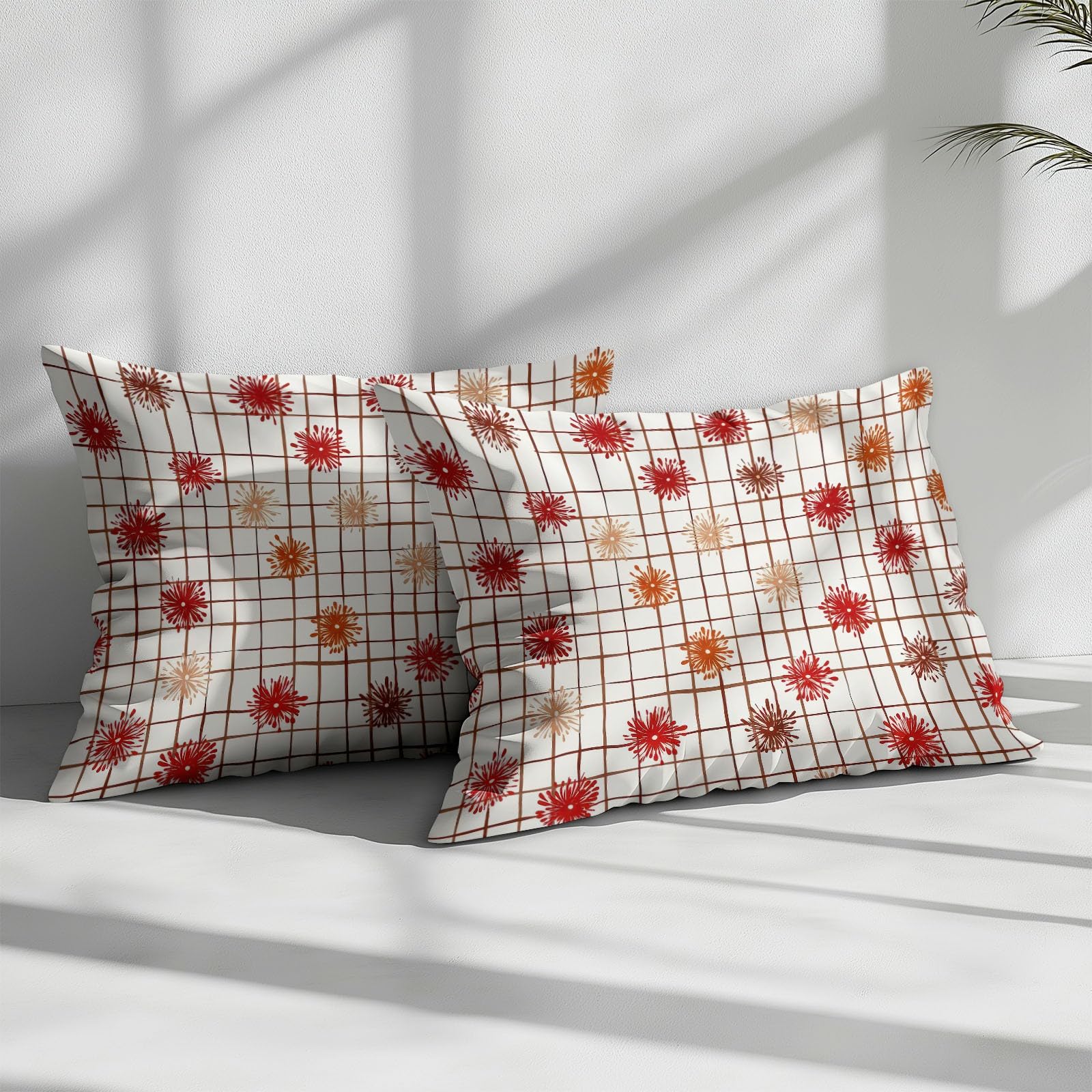 Set copripiumino a griglia in morbida microfibra, motivo floreale, 3 pezzi, per tutte le stagioni, traspirante, bianco, con cerniera, per letto matrimoniale, 200 x 200 cm
