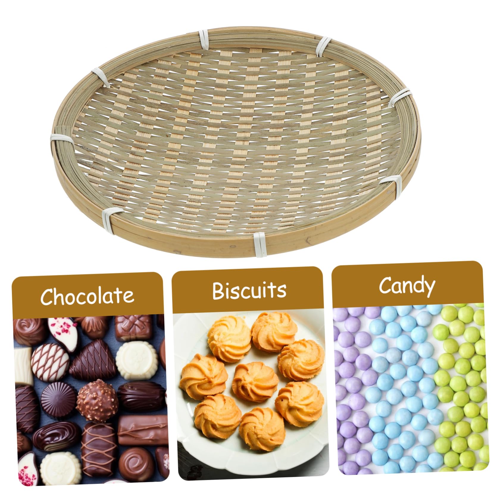 BESTonZON Simple Food Basket Woven Storage Tray for Fruits Snacks Durable Kitchen Organizer for Home Camping Design